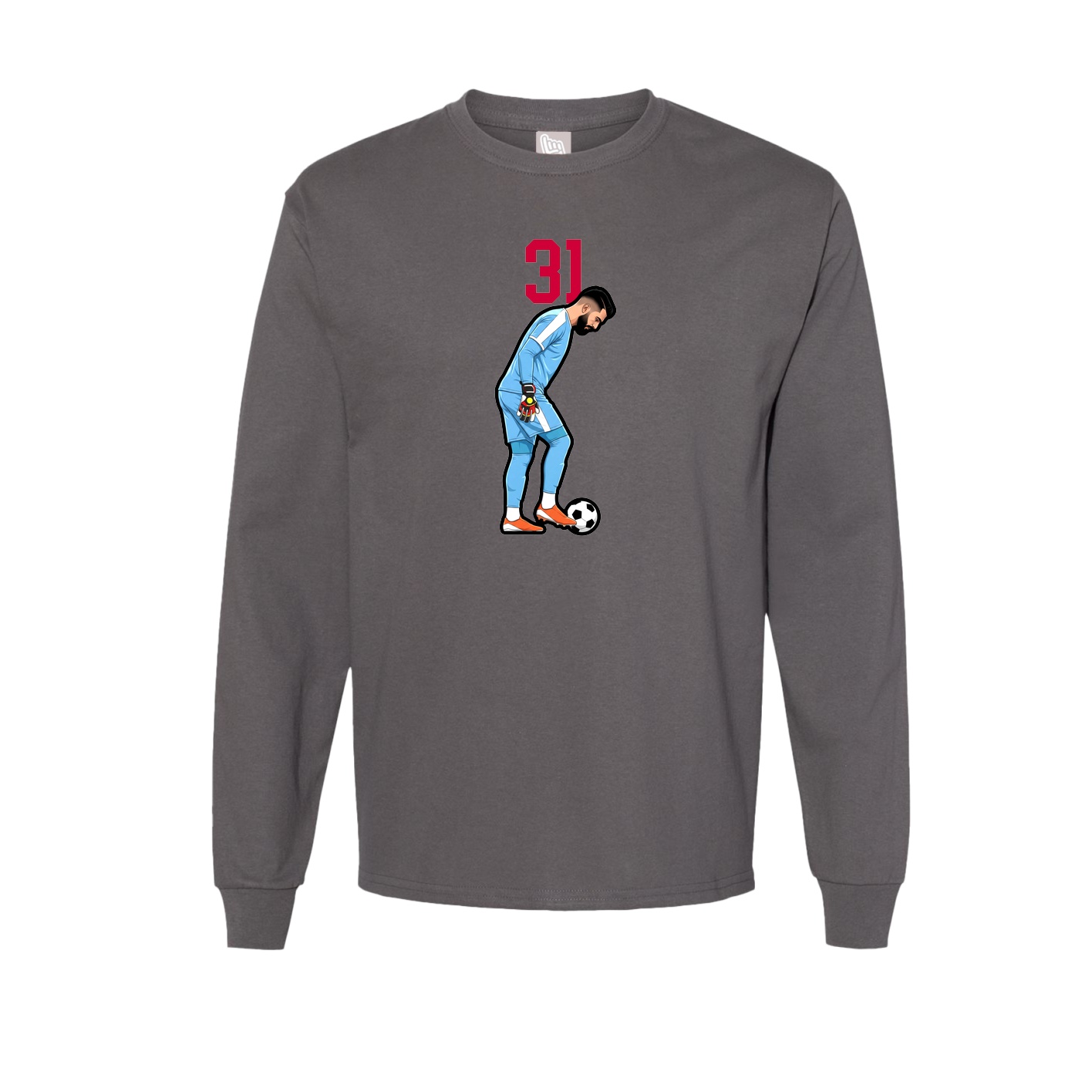 Long Sleeve Tee — Number Top in Grey