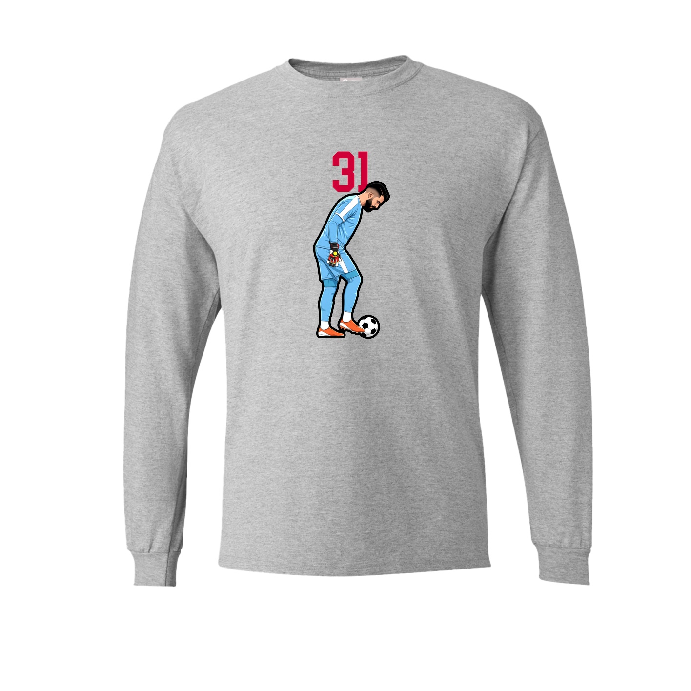 Long Sleeve Tee — Number Top in Grey