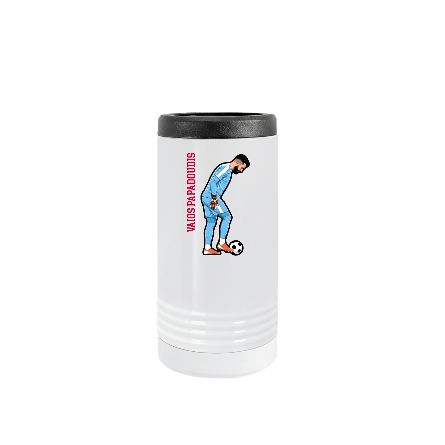 Slim Beverage Holder — Name Vertical in White