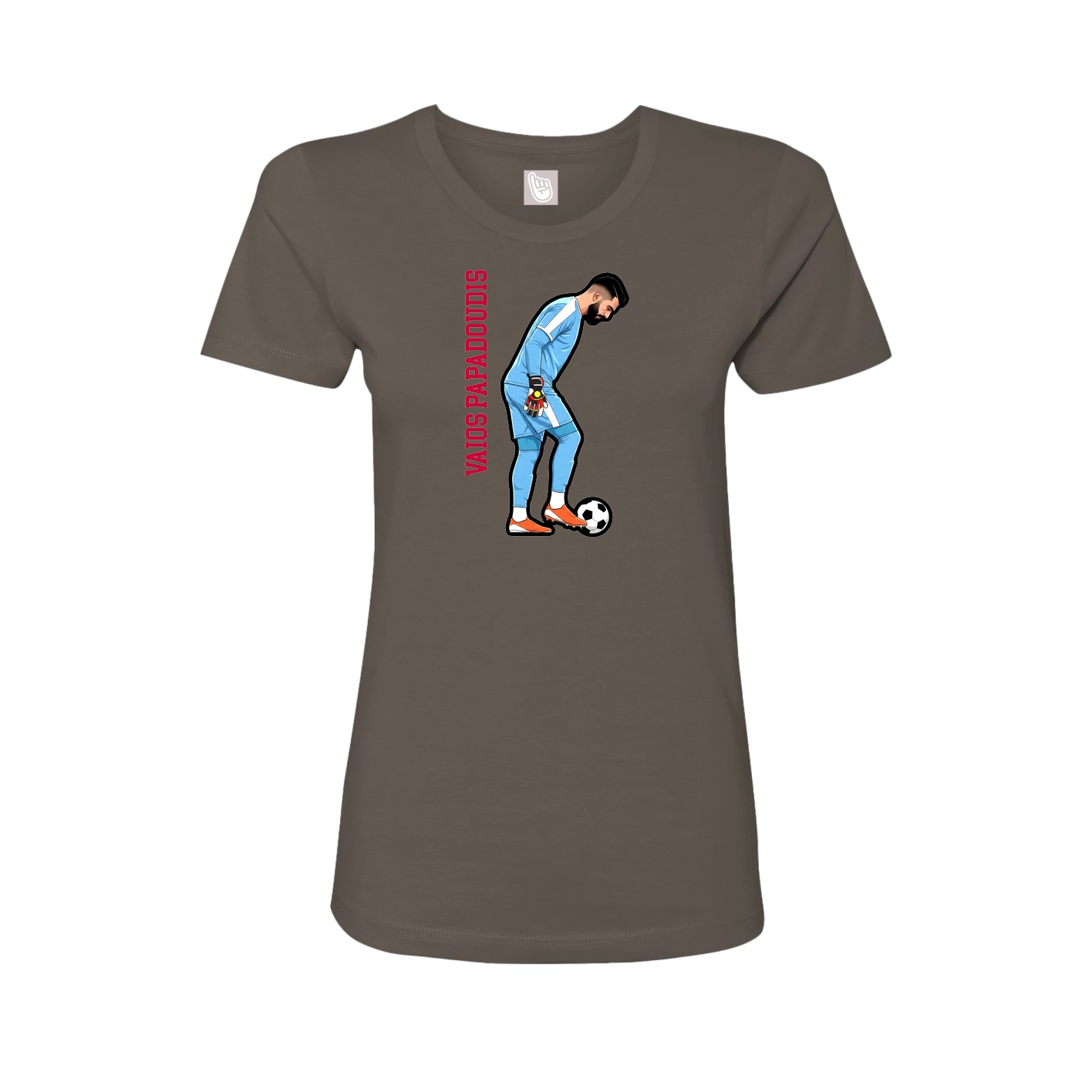 Fitted Women's Tee — Name Vertical in Grey