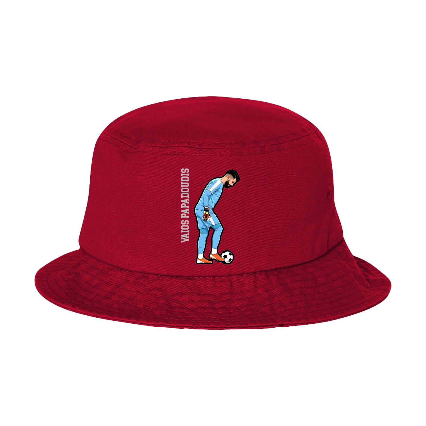 Bucket Cap — Name Vertical in Red