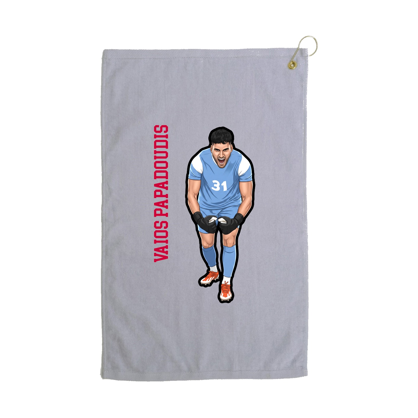Golf Towel — Name Vertical in Grey