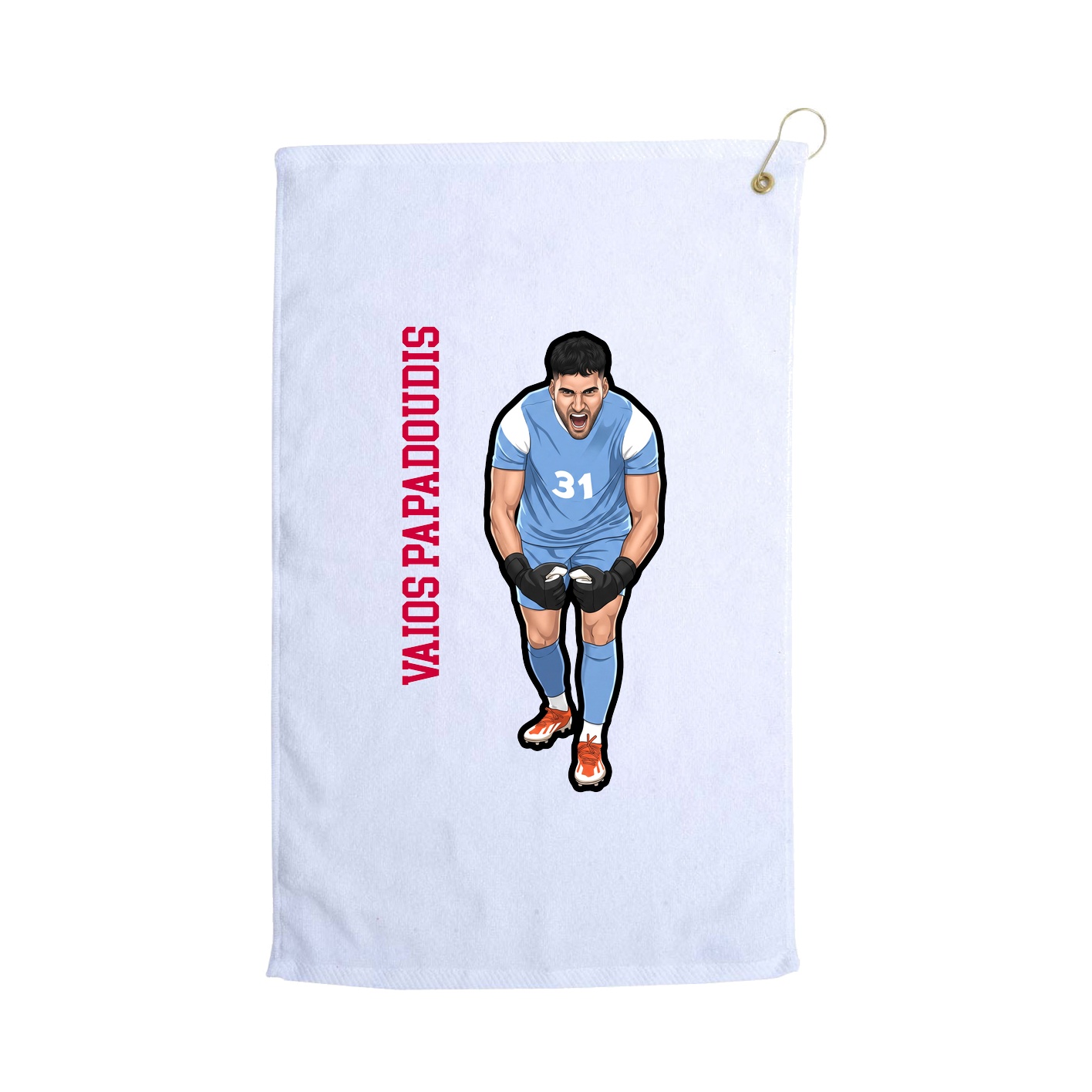 Golf Towel — Name Vertical in White