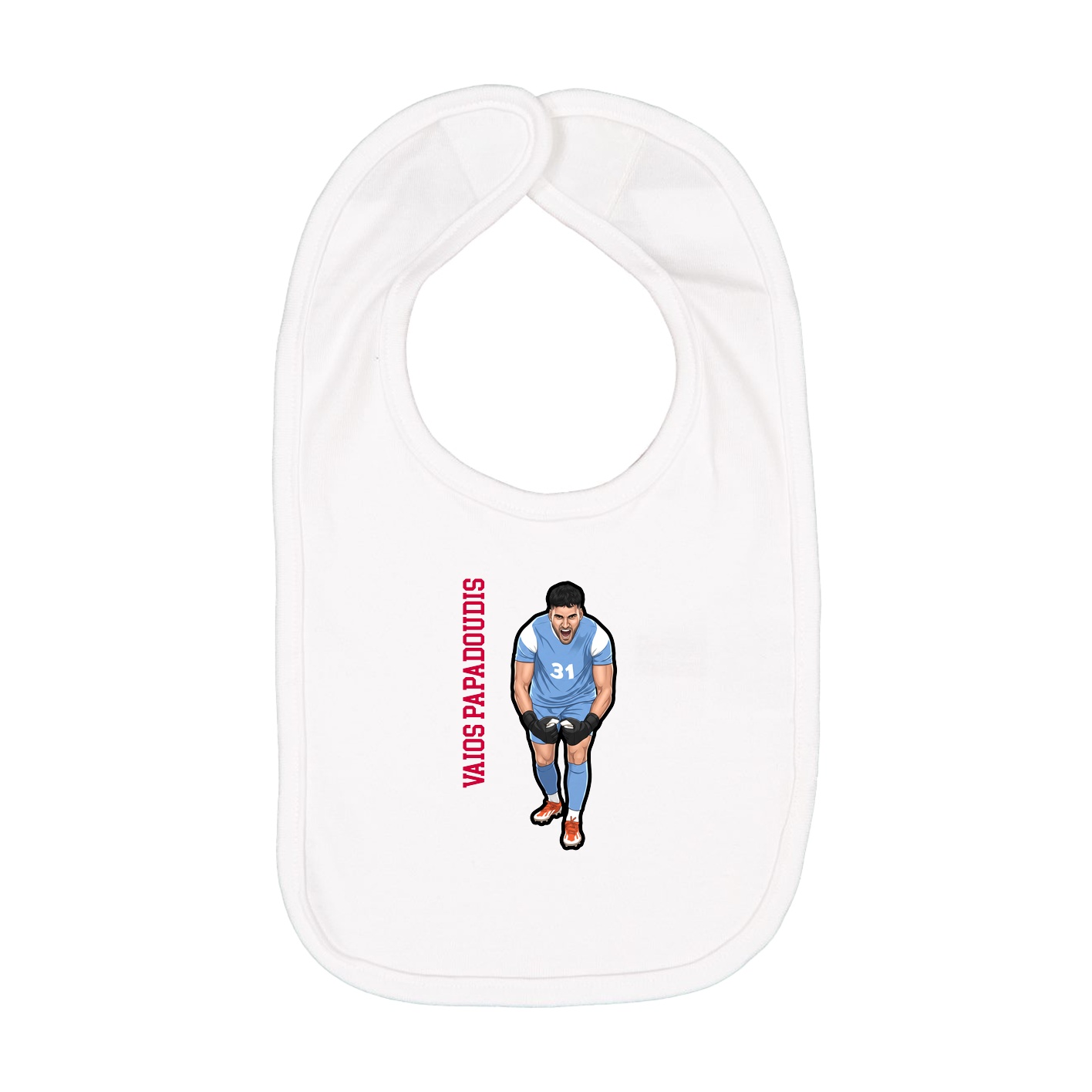 Infant Bib — Name Vertical in White