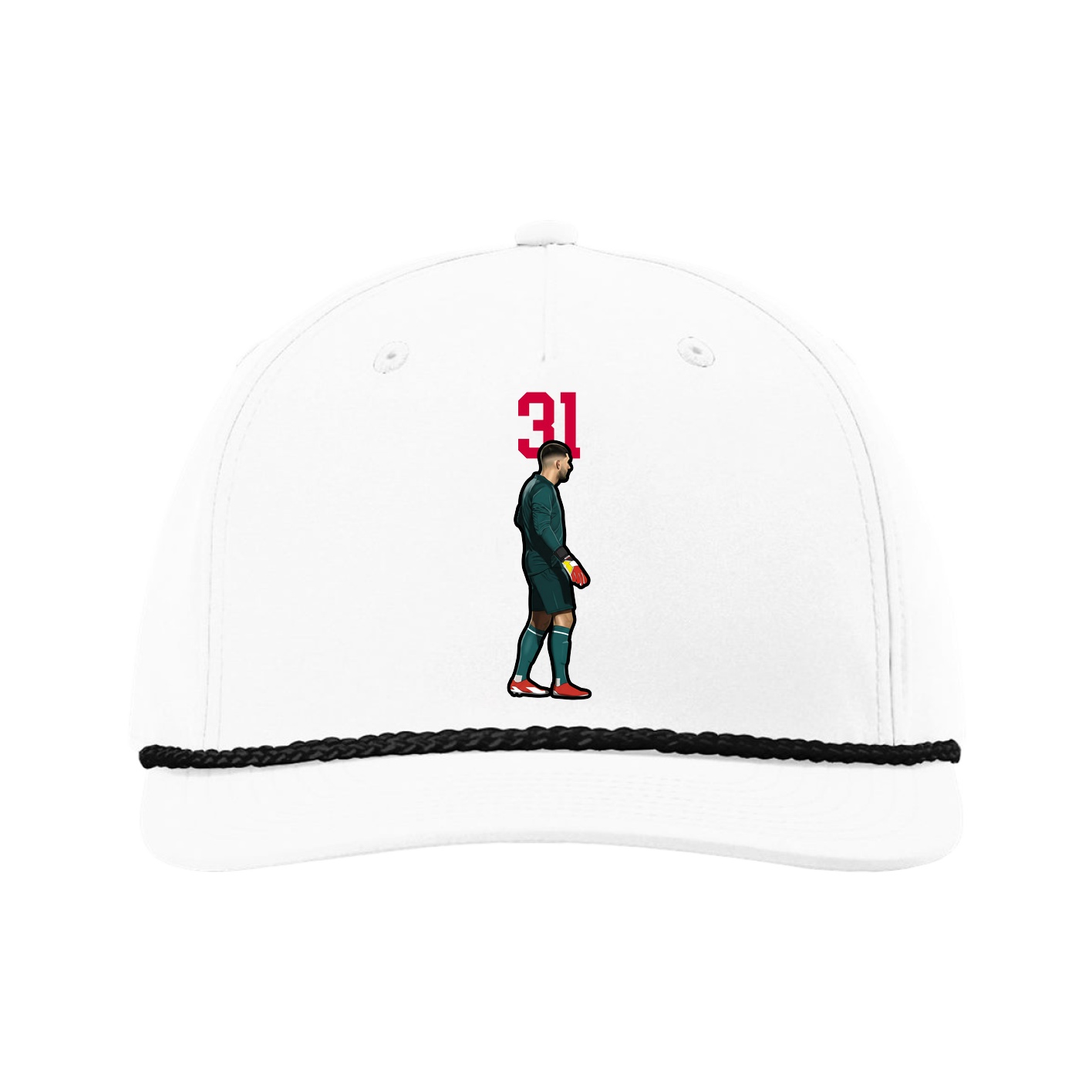 Five-Panel Classic Rope Cap — Number Top in White