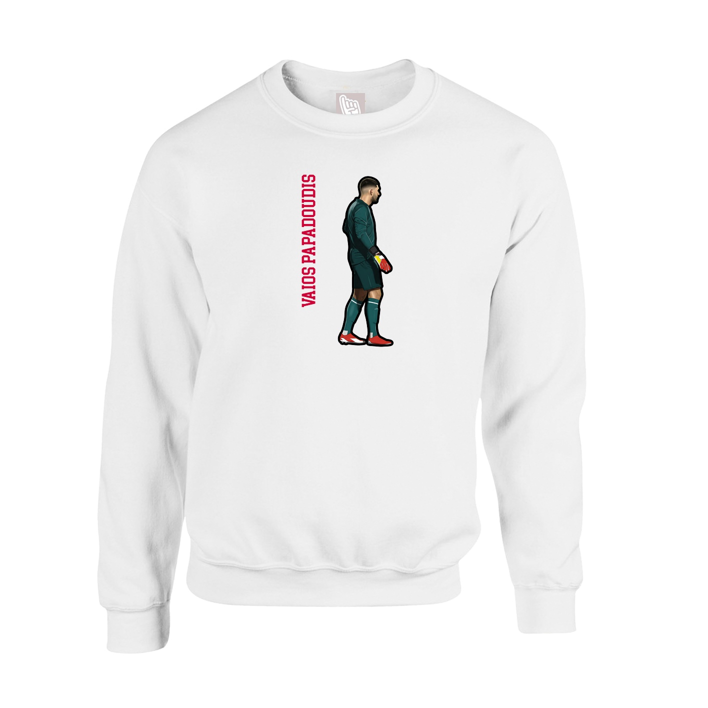 Fleece Crew — Name Vertical in White
