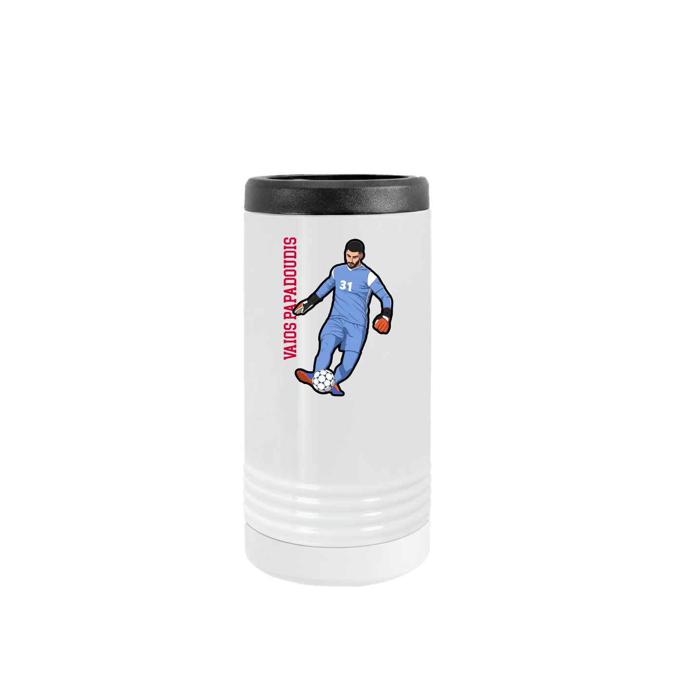 Slim Beverage Holder — Name Vertical in White