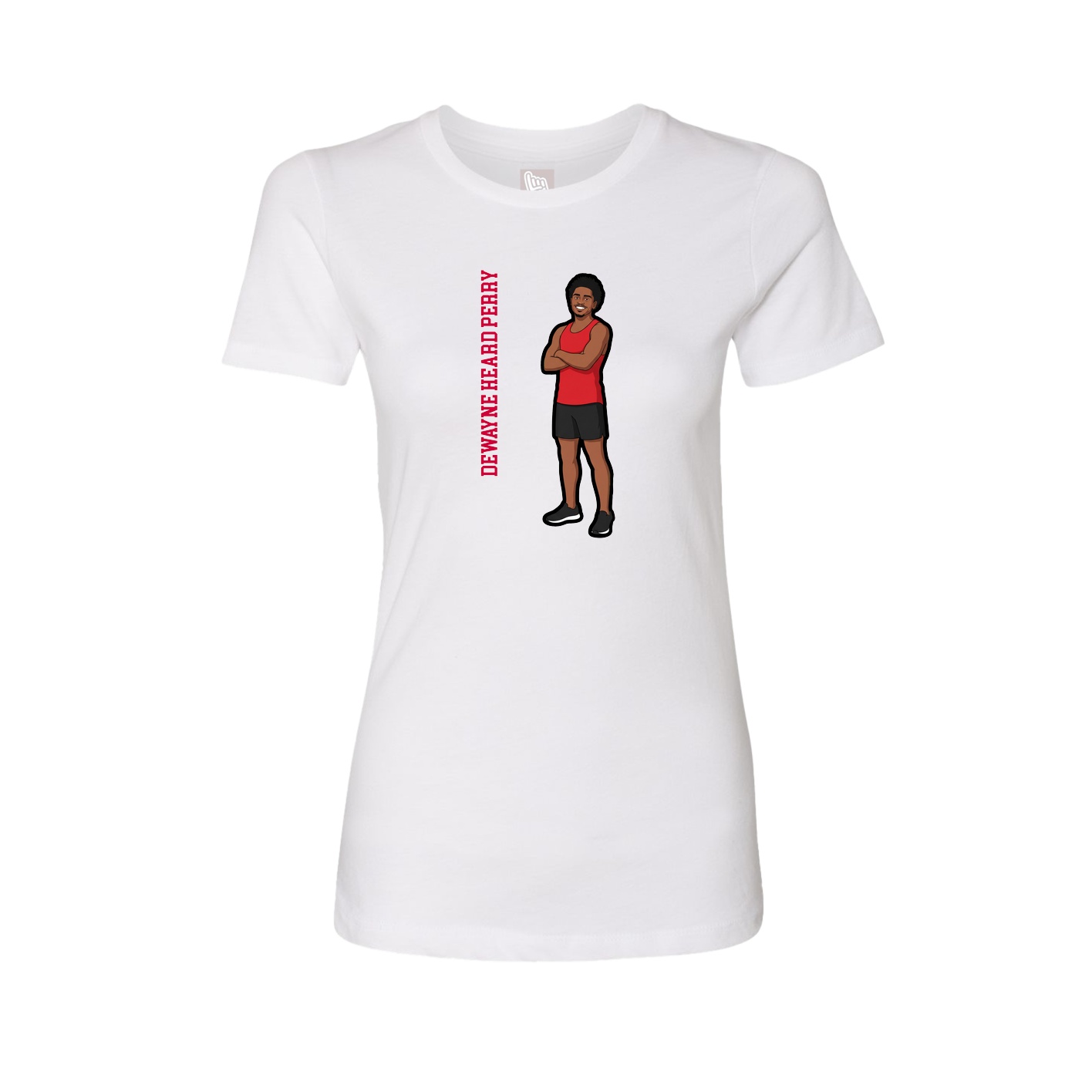 Fitted Women's Tee — Name Vertical in White