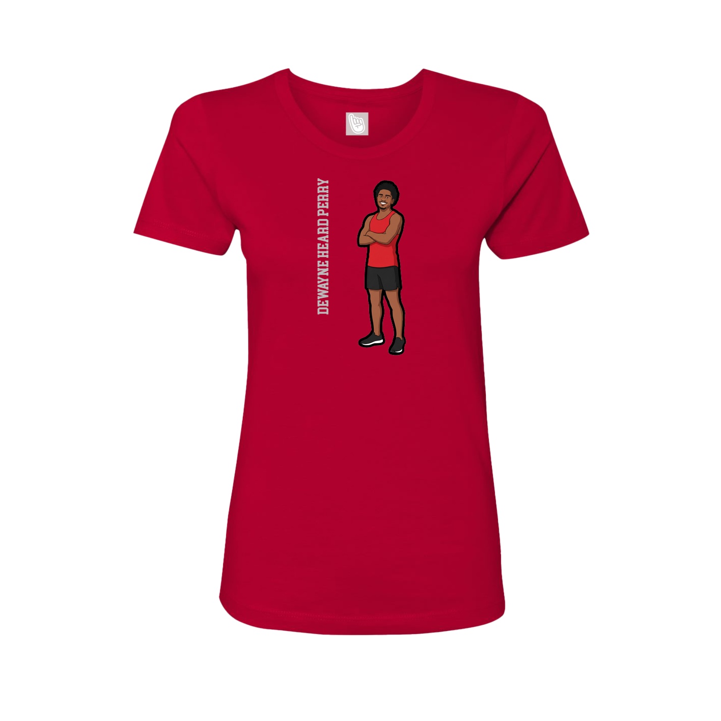 Womens Tee — Name Vertical in Red