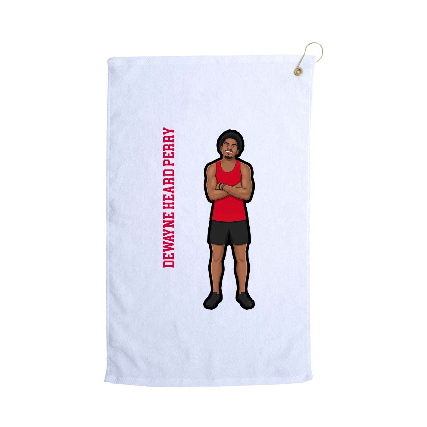Golf Towel — Name Vertical in White
