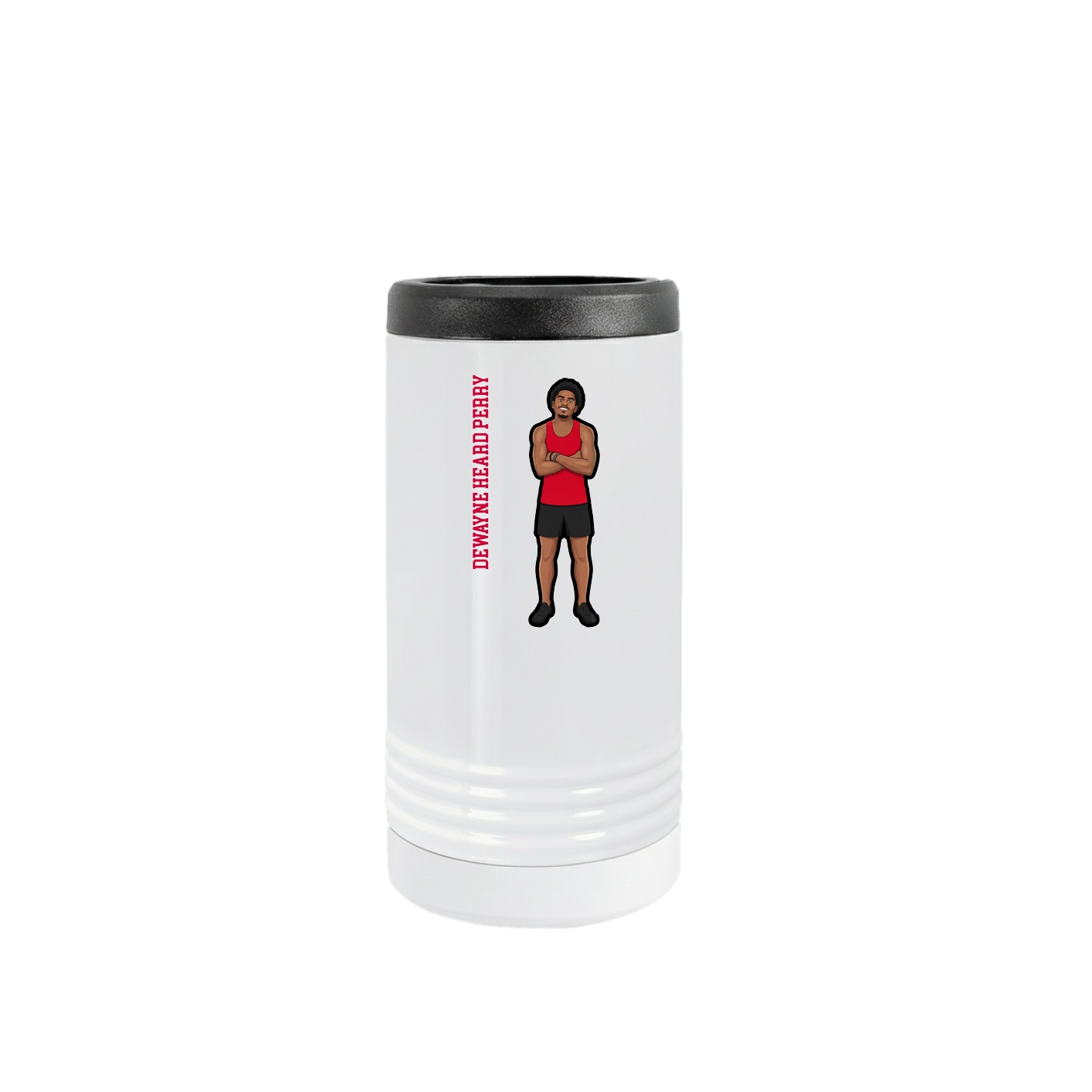 Slim Beverage Holder — Name Vertical in White