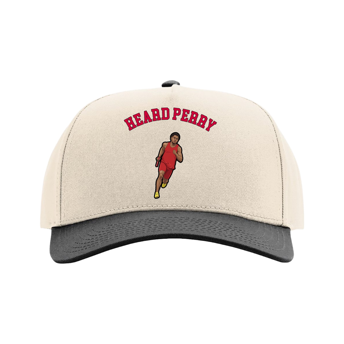 Full Fabric Five-Panel Champ Cap — Shirsey Arch in Cream/Black