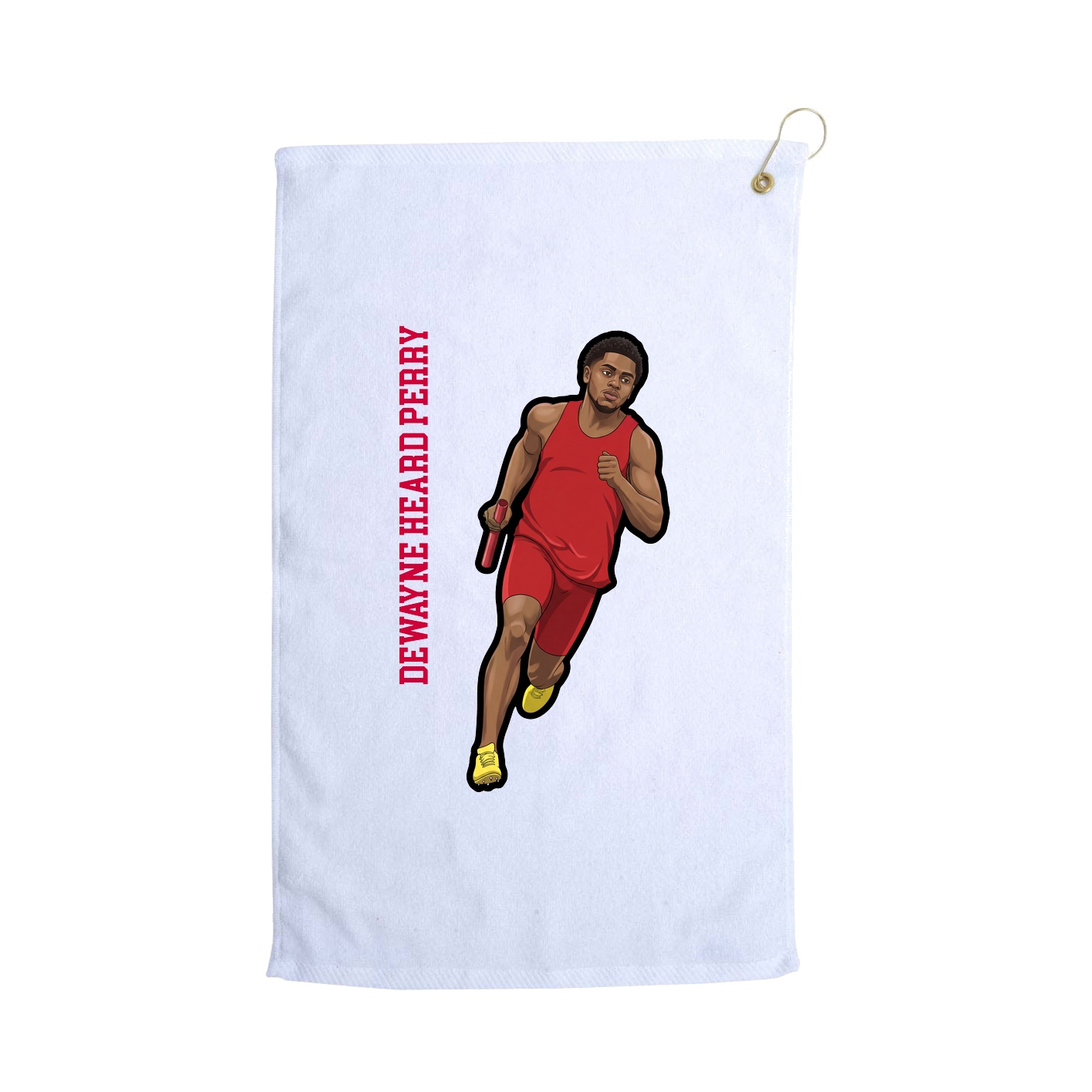 Golf Towel — Name Vertical in White