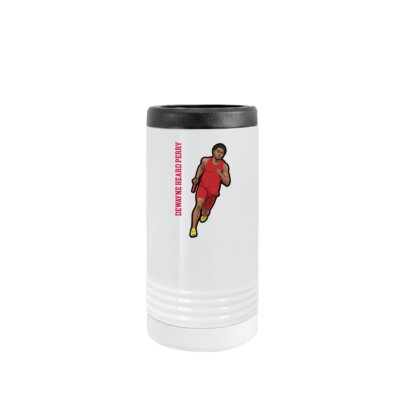 Slim Beverage Holder — Name Vertical in White