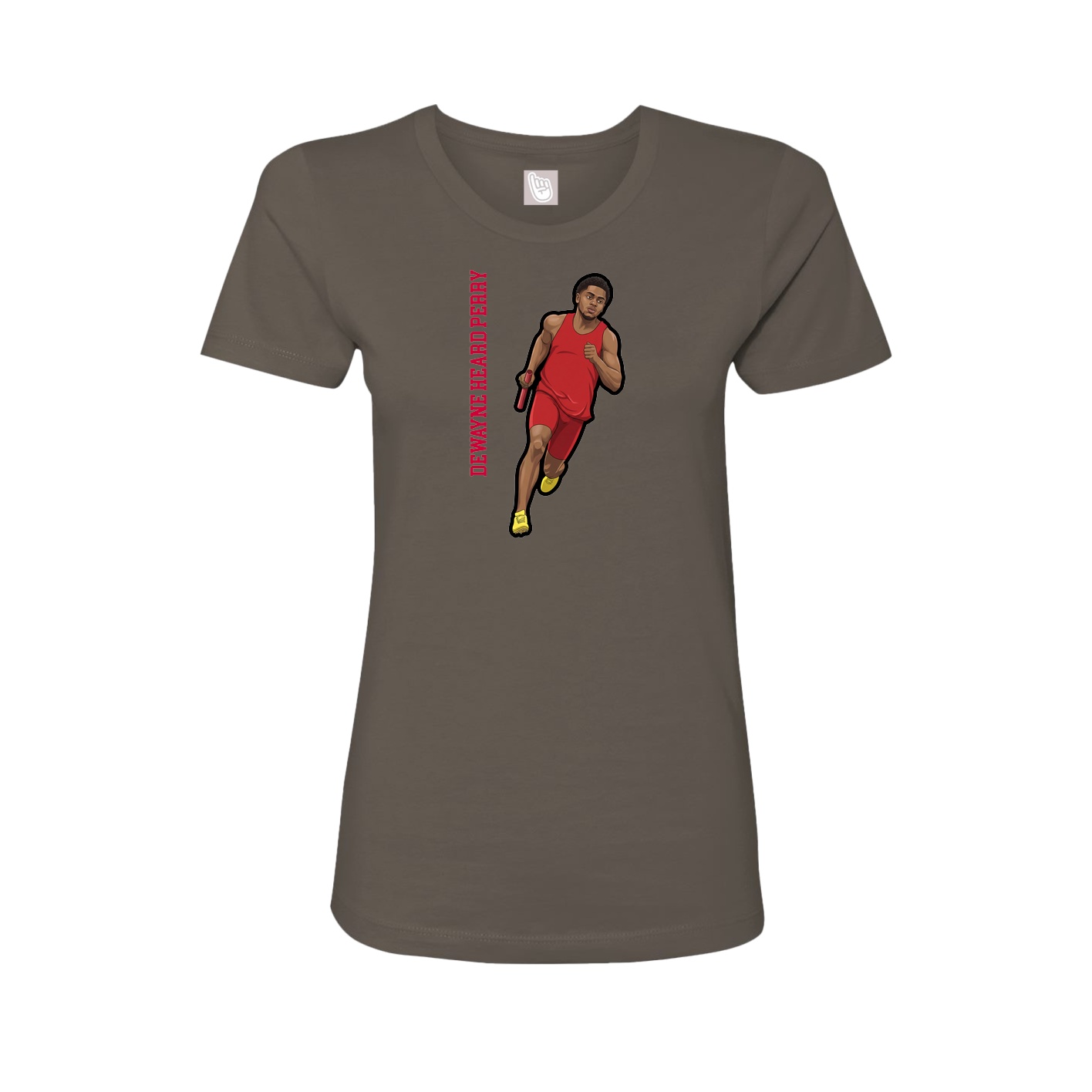 Womens Tee — Name Vertical in Grey