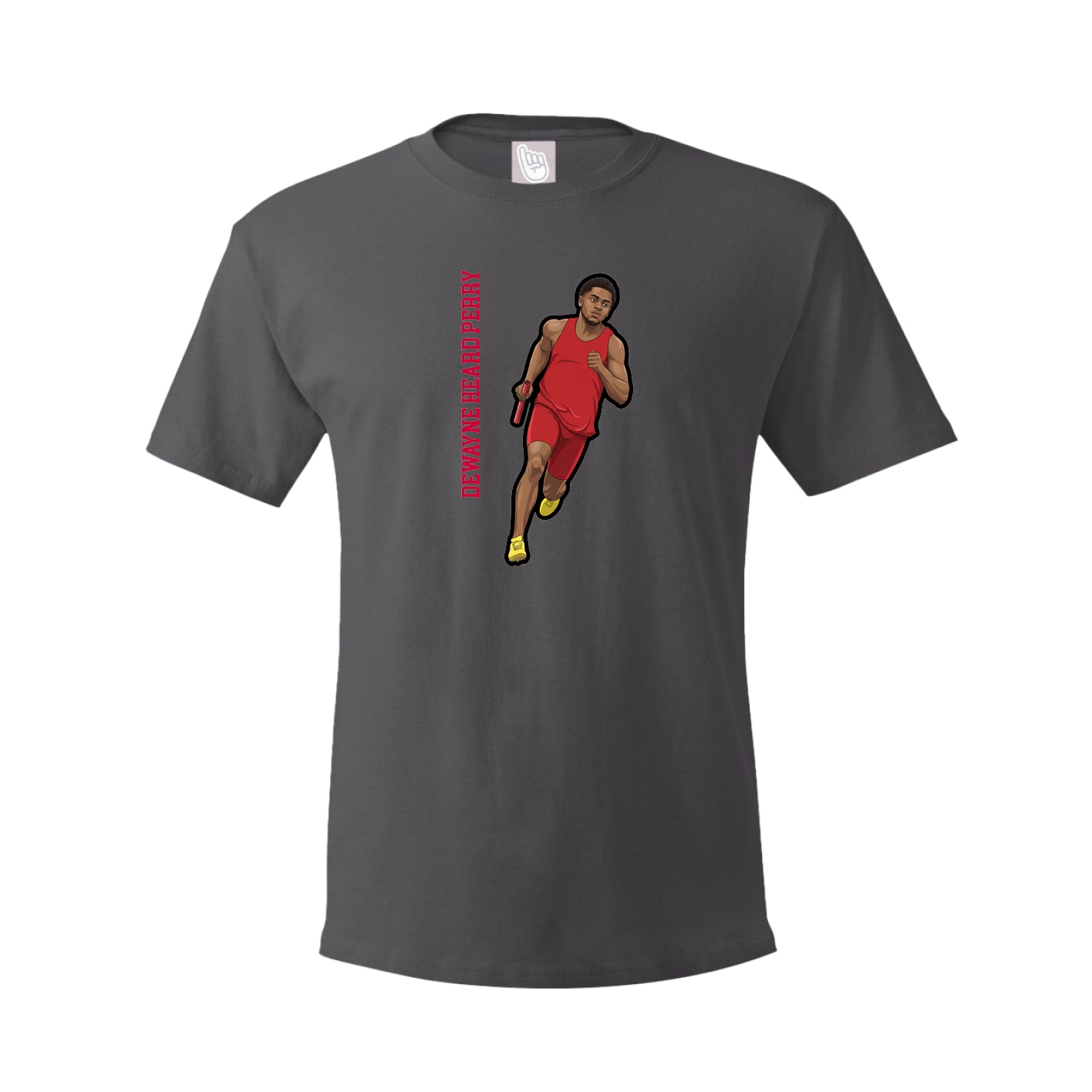 Youth Tee — Name Vertical in Grey