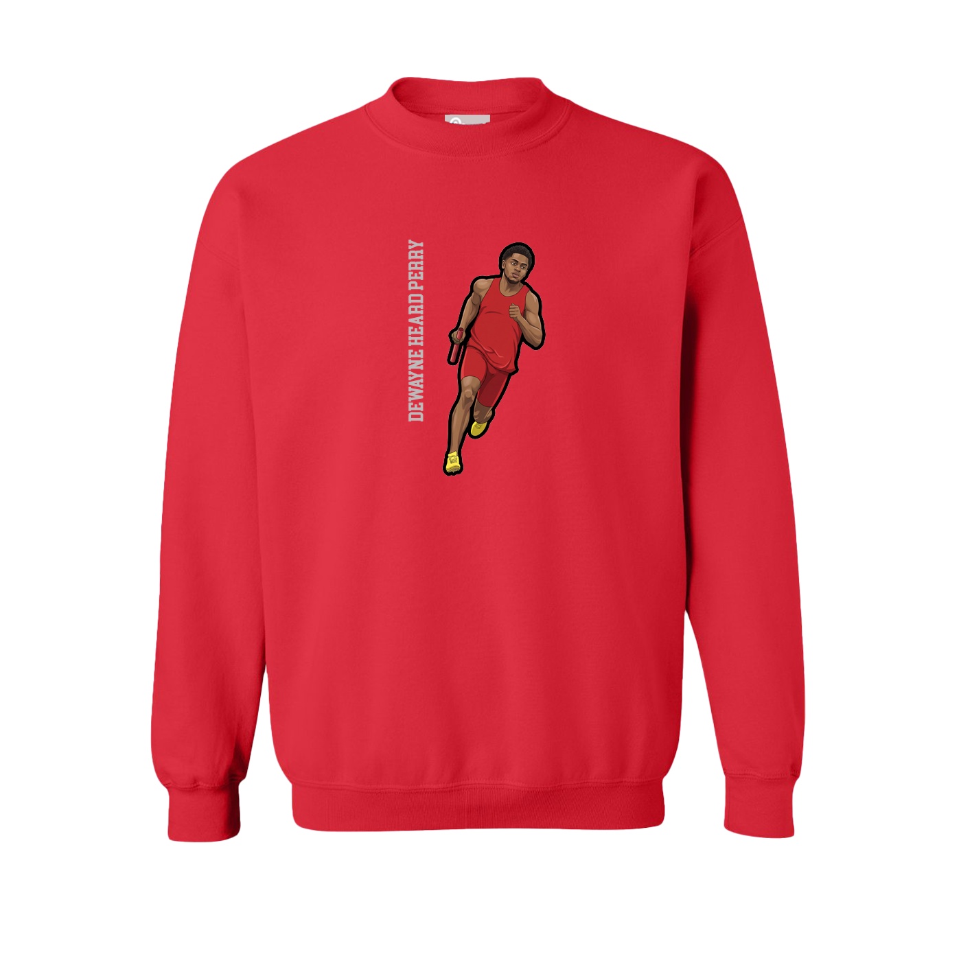 Fleece Crew — Name Vertical in Red