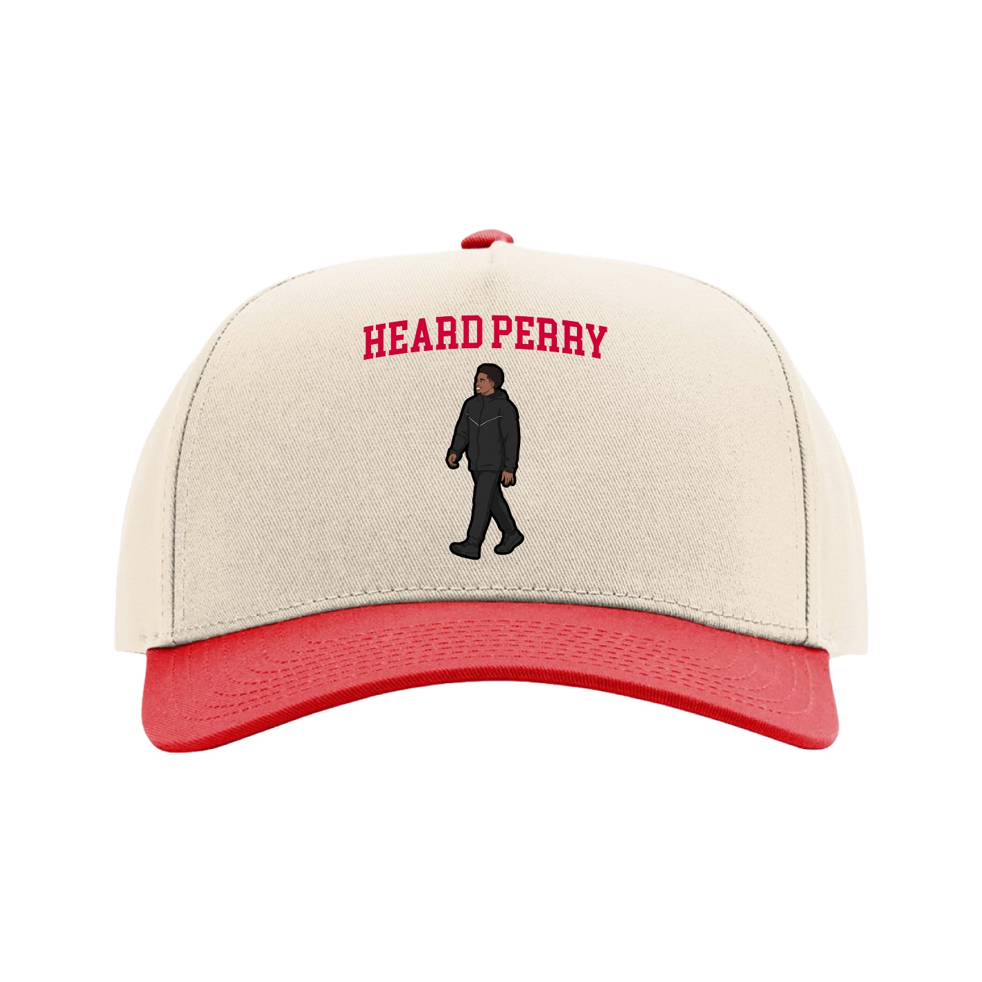 Full Fabric Five-Panel Champ Cap — Shirsey in Cream/Red