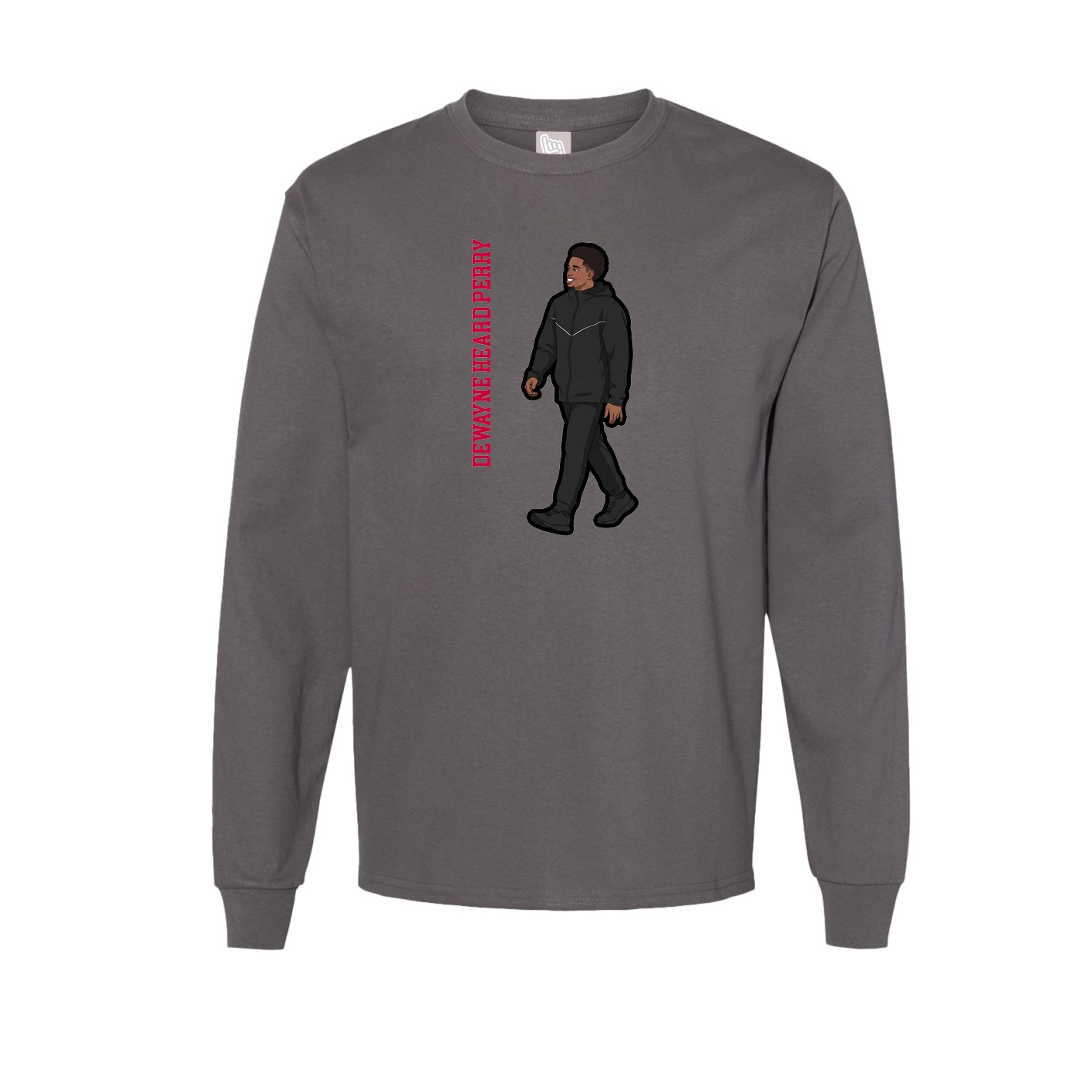 Long Sleeve Tee — Name Vertical in Grey