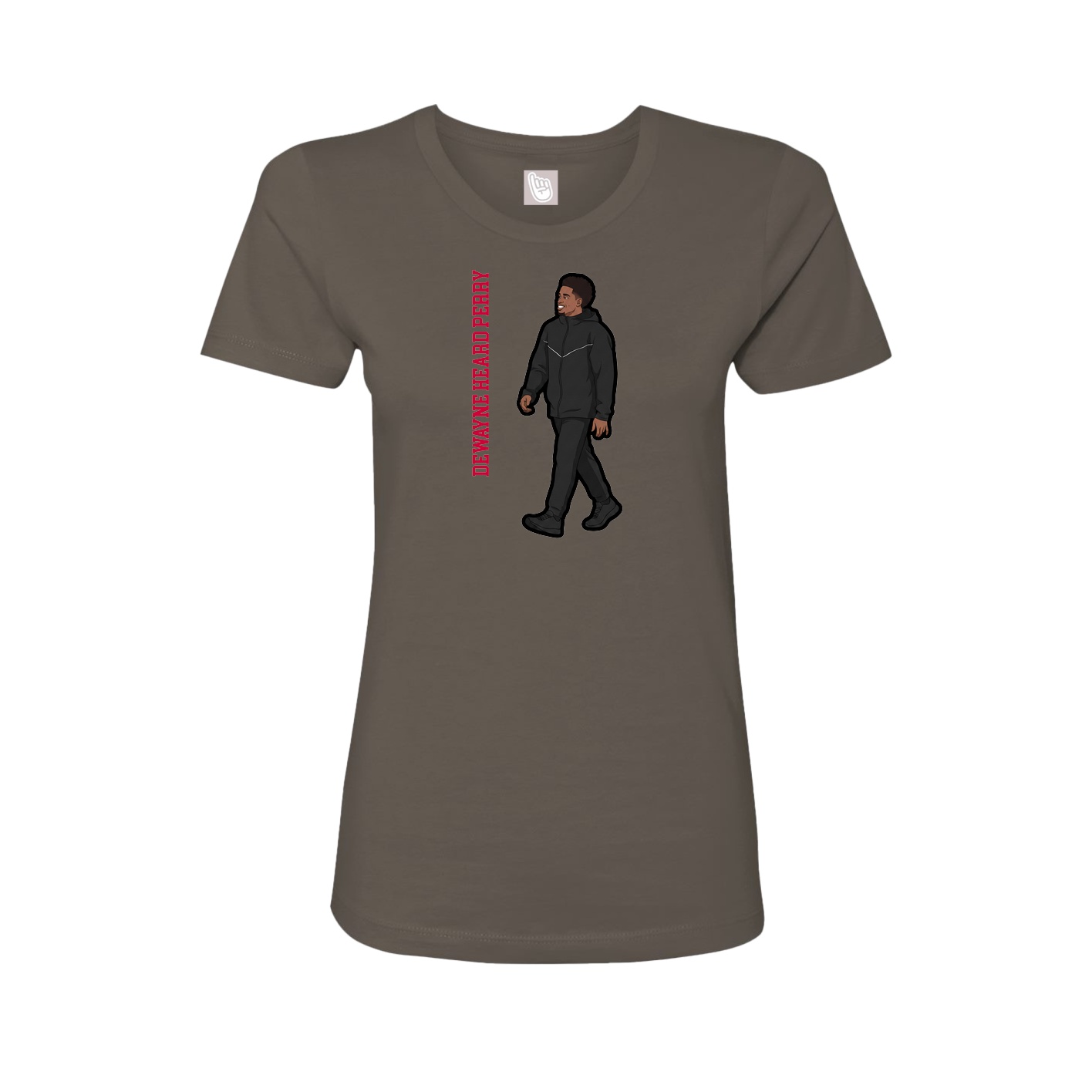 Fitted Women's Tee — Name Vertical in Grey