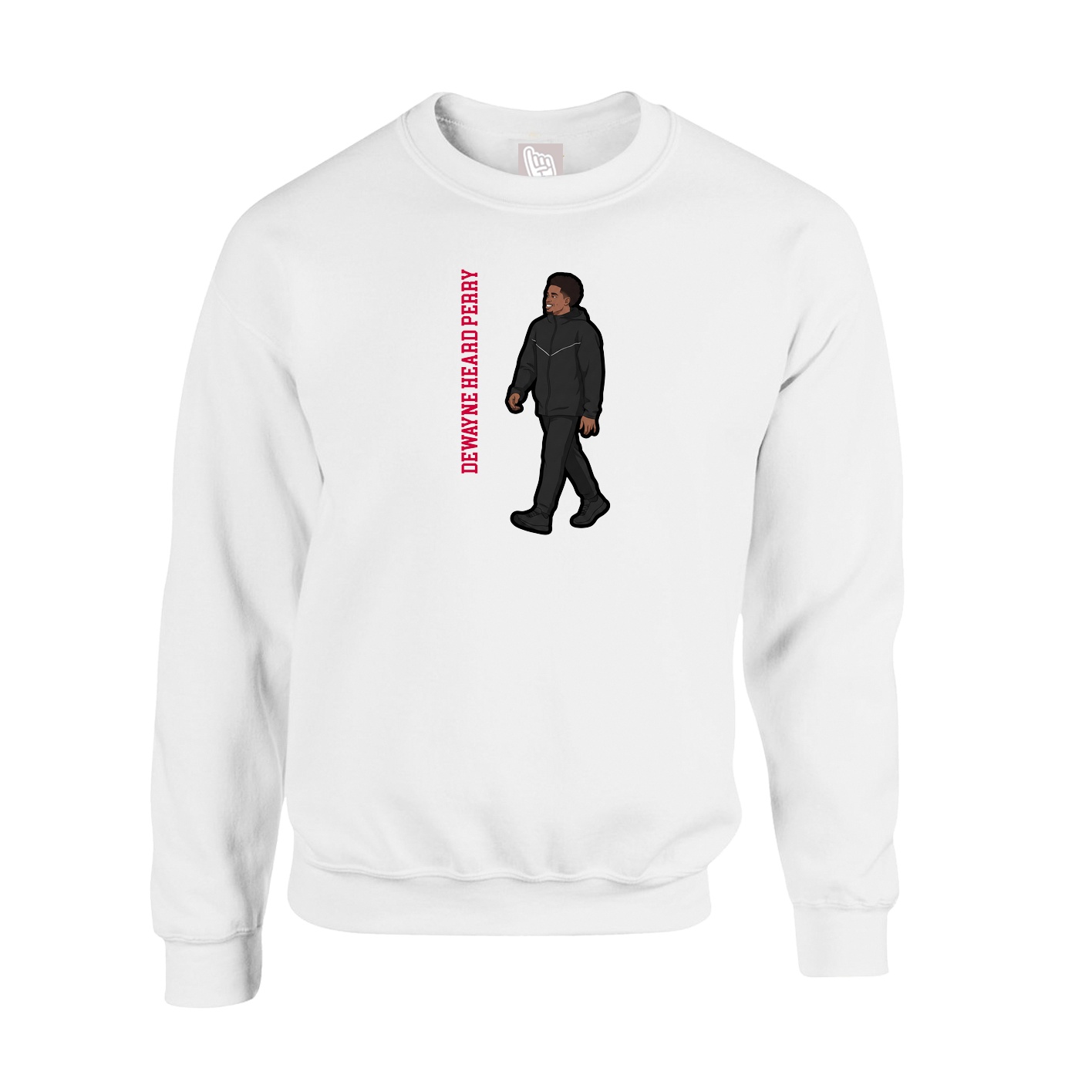 Fleece Crew — Name Vertical in White