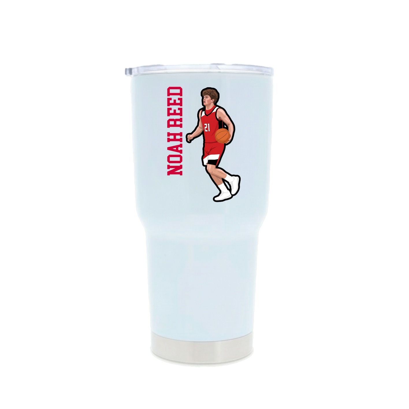 30oz Stainless Steel Tumbler — Name Vertical in White