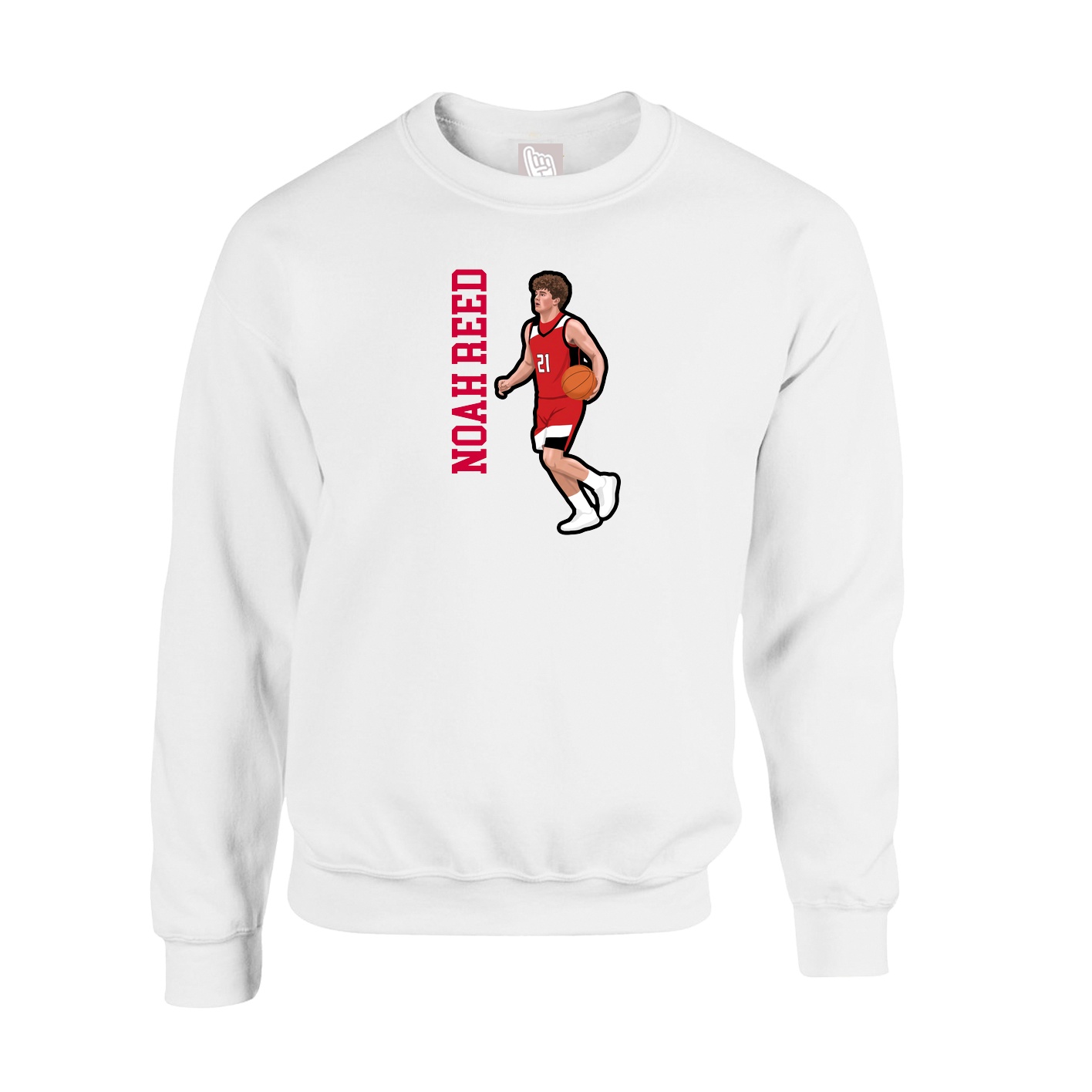 Fleece Crew — Name Vertical in White
