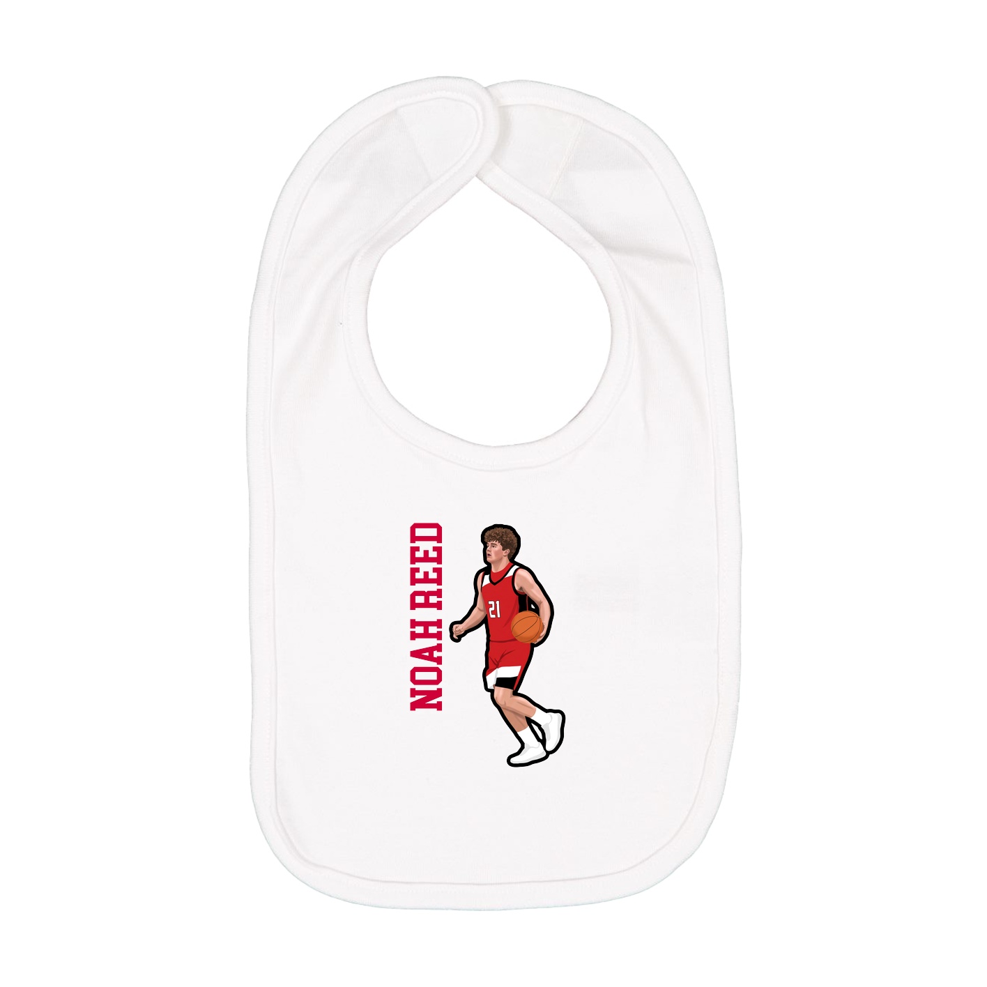 Infant Bib — Name Vertical in White