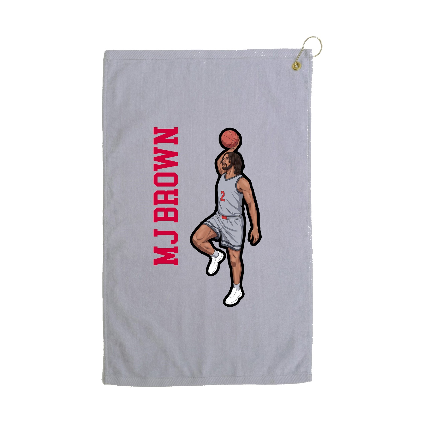 Golf Towel — Name Vertical in Grey