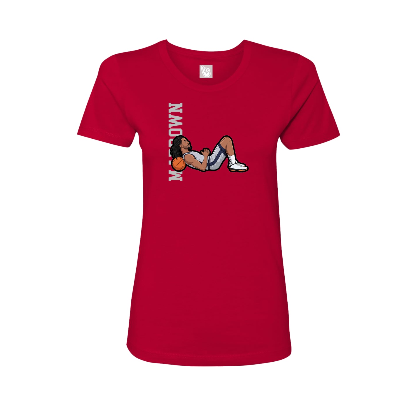 Fitted Women's Tee — Name Vertical in Red