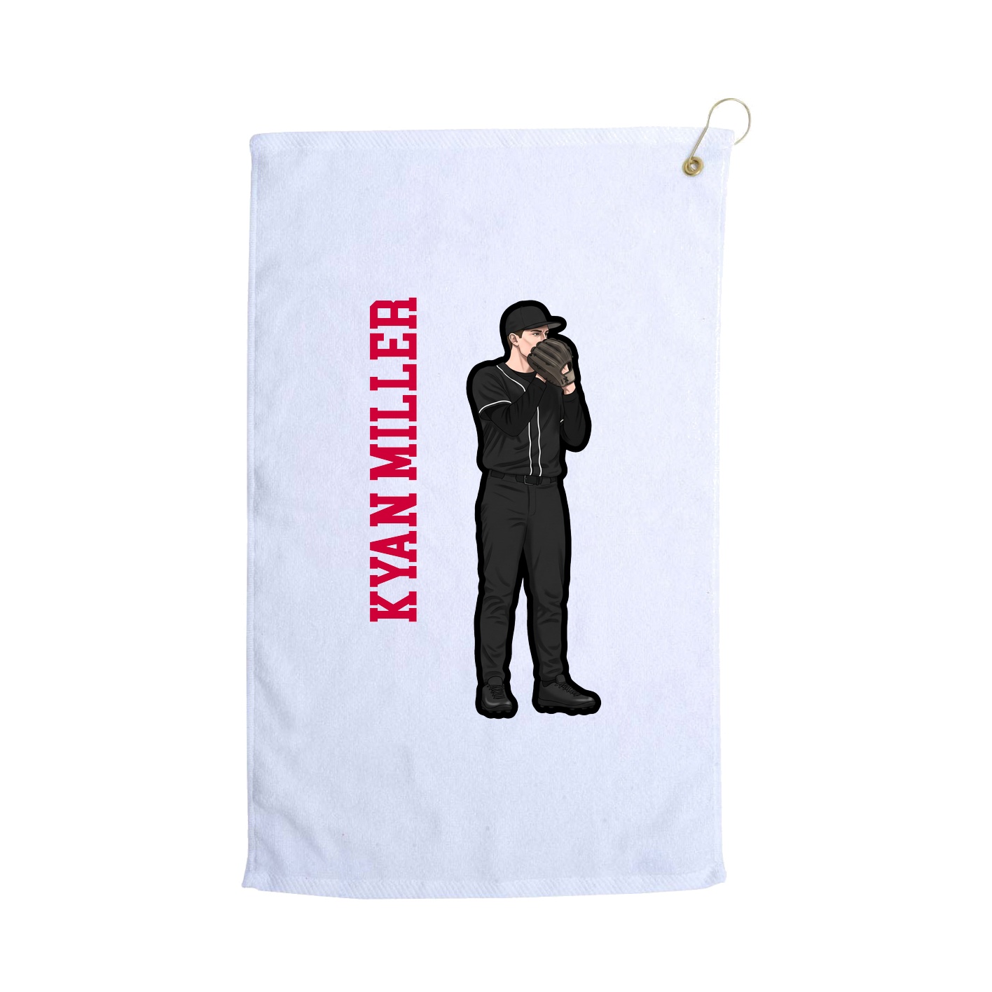 Golf Towel — Name Vertical in White