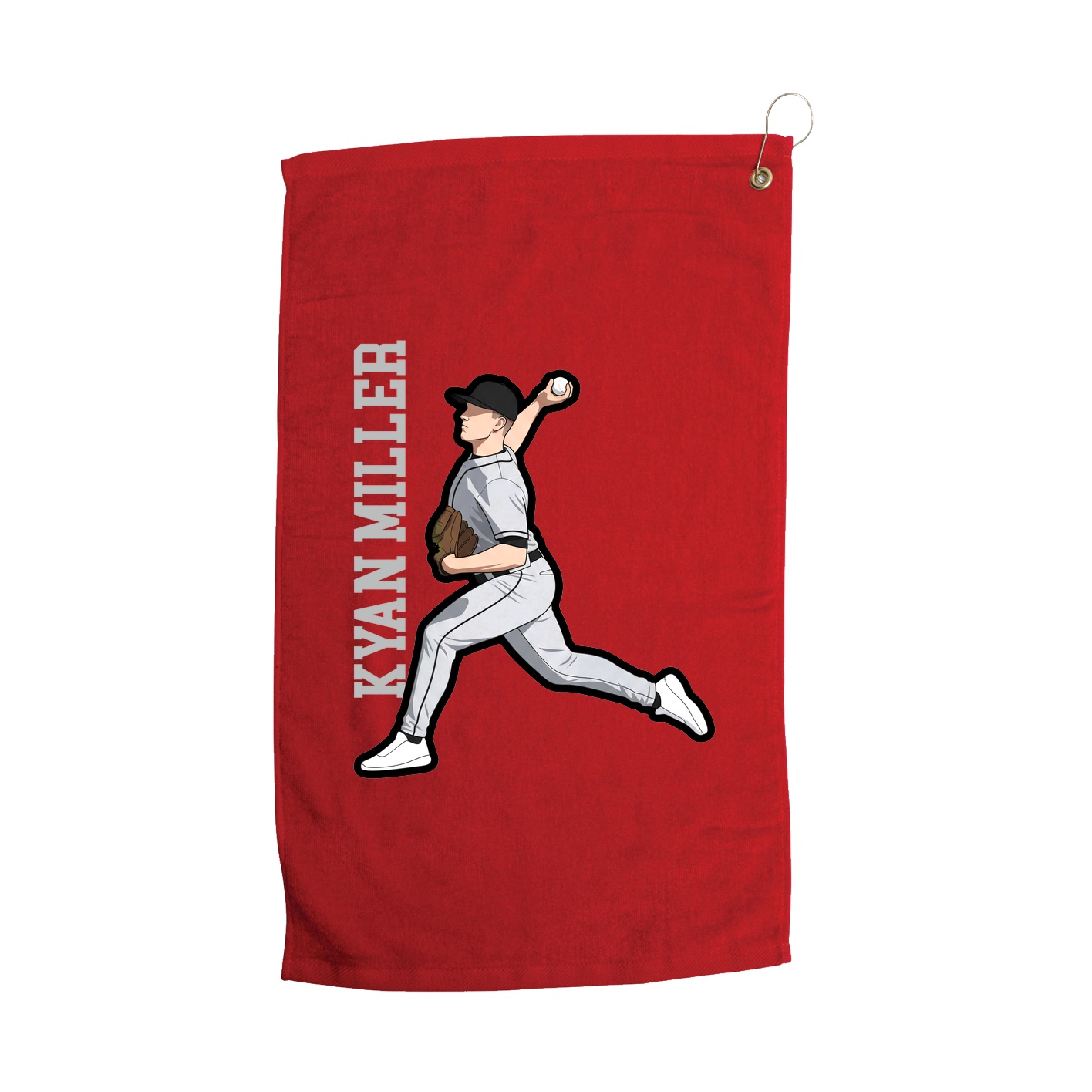 Golf Towel — Name Vertical in Red