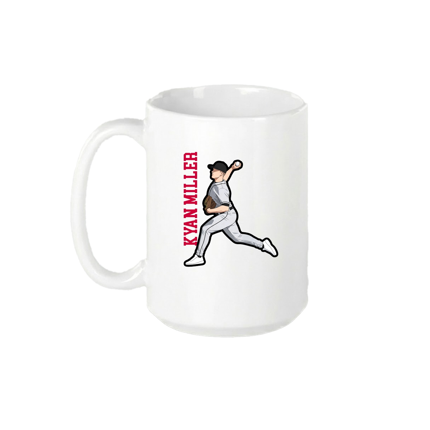 15oz Coffee Mug — Name Vertical in White