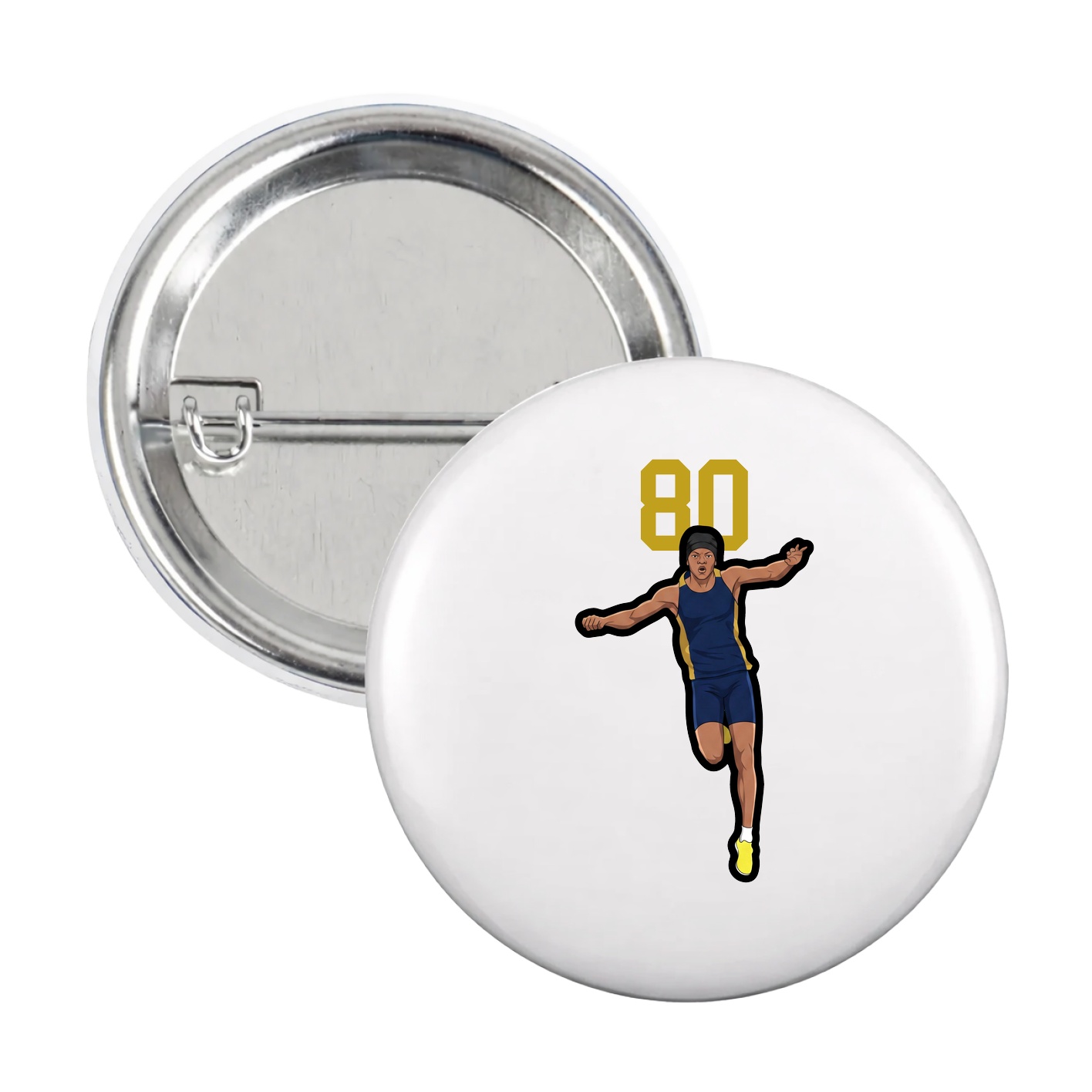 Game Day Button — Number Top in White