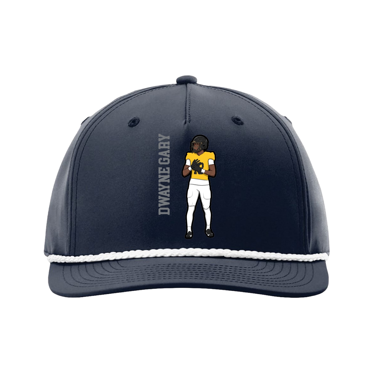 Five-Panel Classic Rope Cap — Name Vertical in Navy