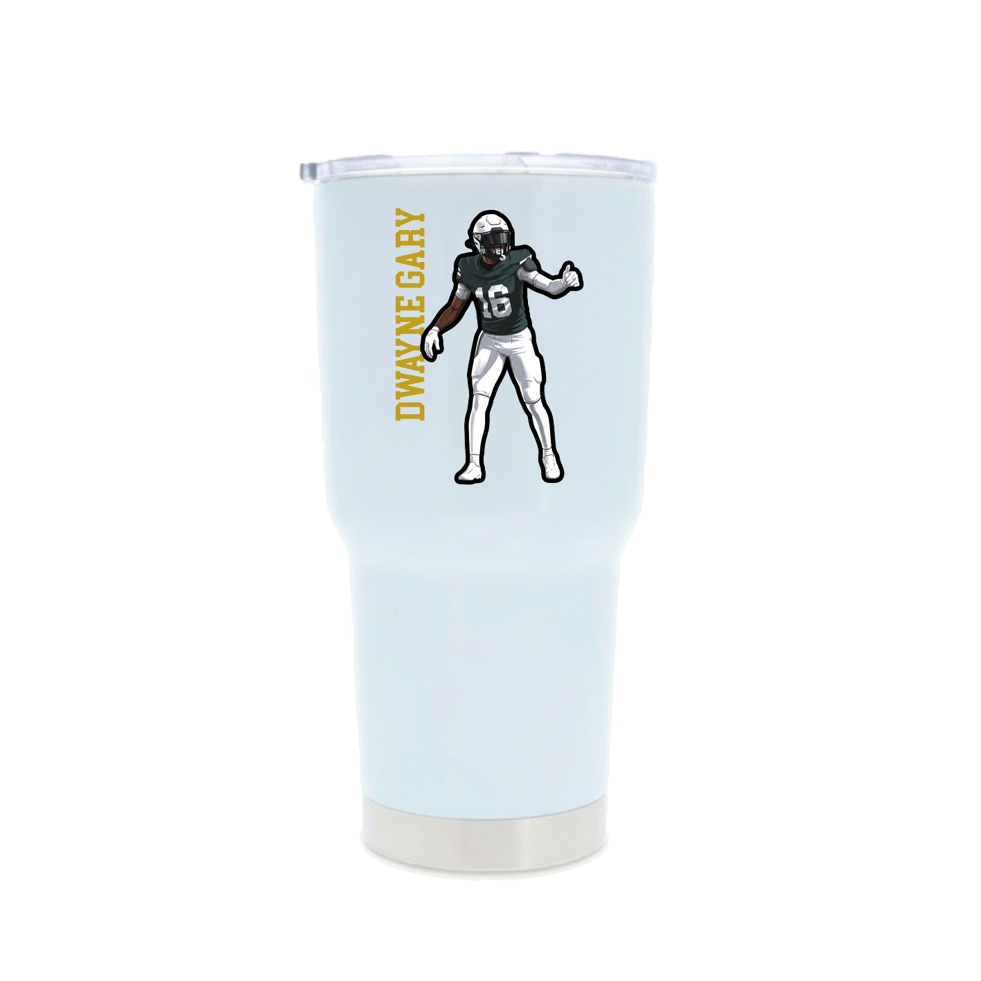 30oz Stainless Steel Tumbler — Name Vertical in White