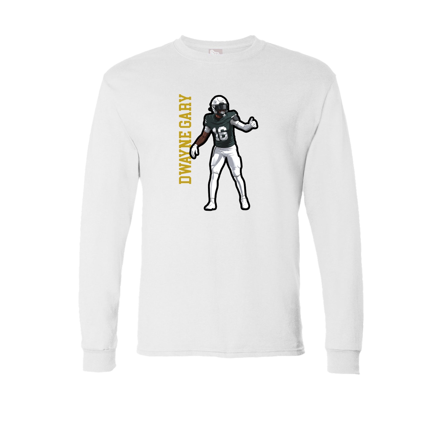 Long Sleeve Tee — Name Vertical in White