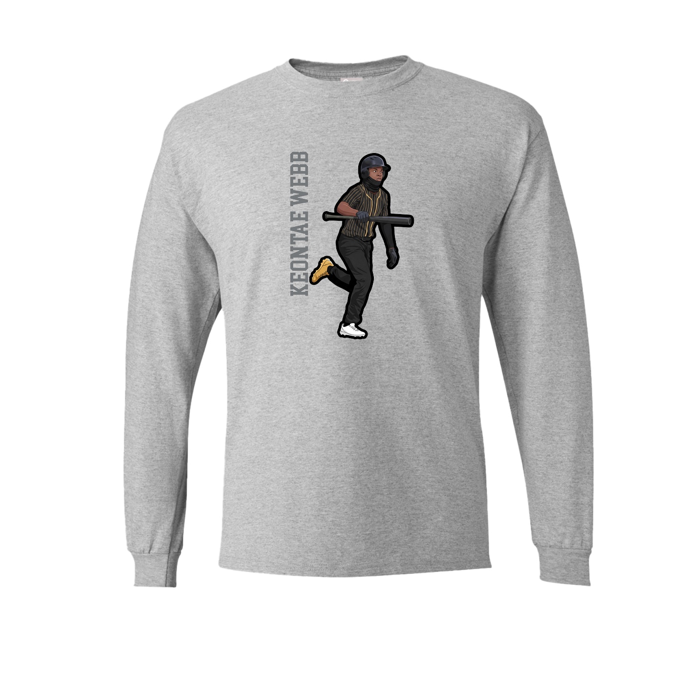 Long Sleeve Tee — Name Vertical in Grey