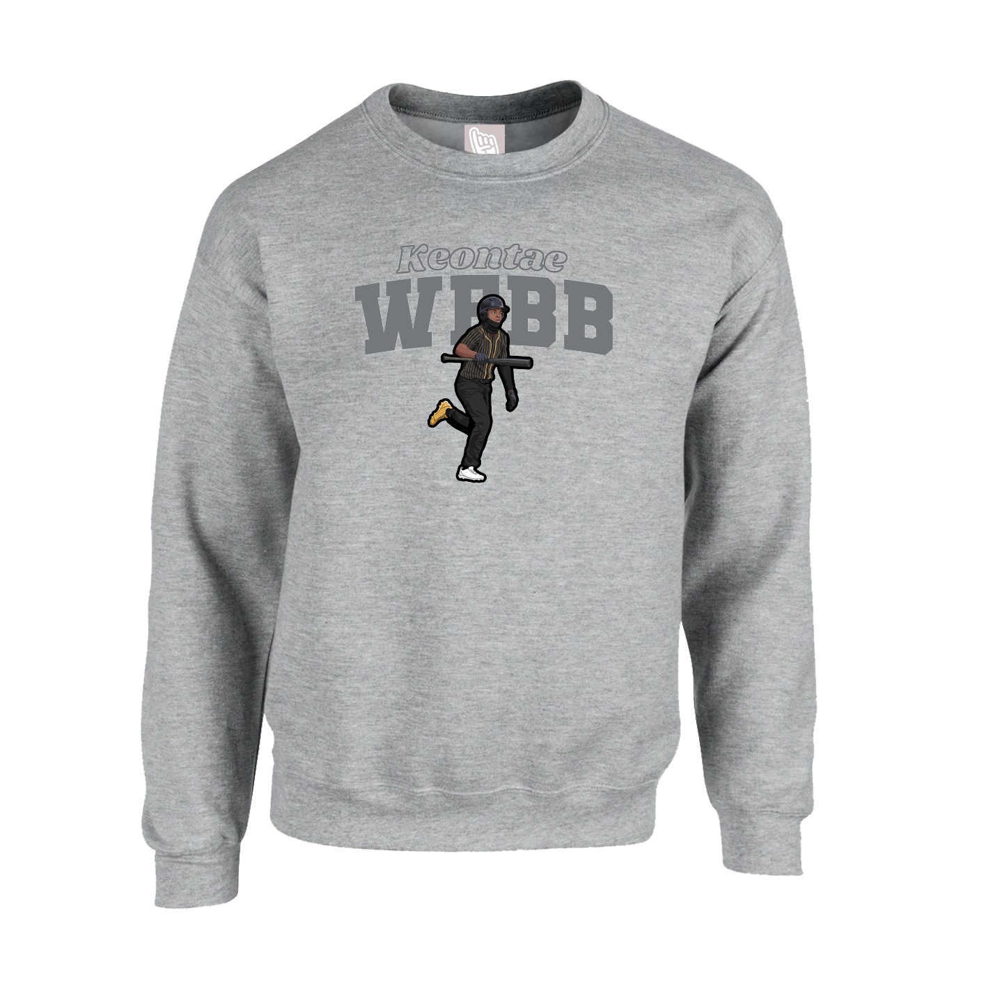Fleece Crew — Name Arch in Grey