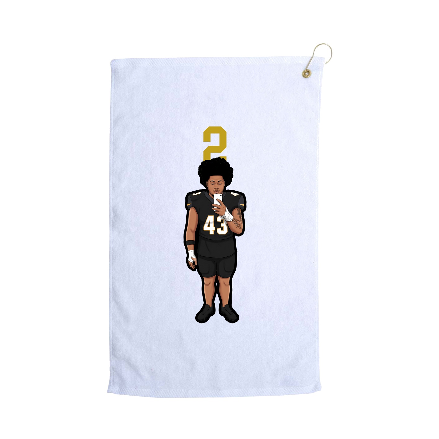 Golf Towel — Number Top in White
