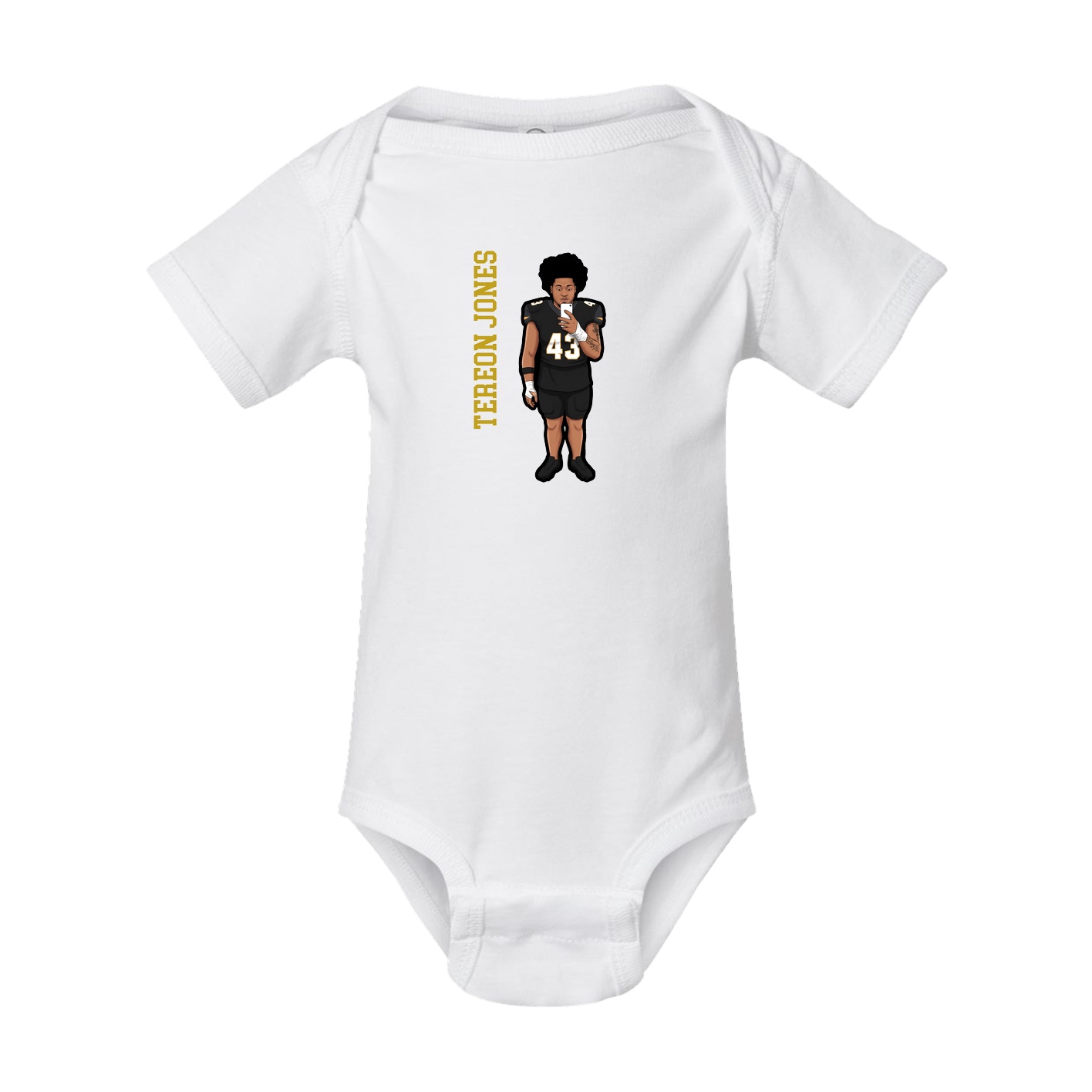 Baby Onesie — Name Vertical in White