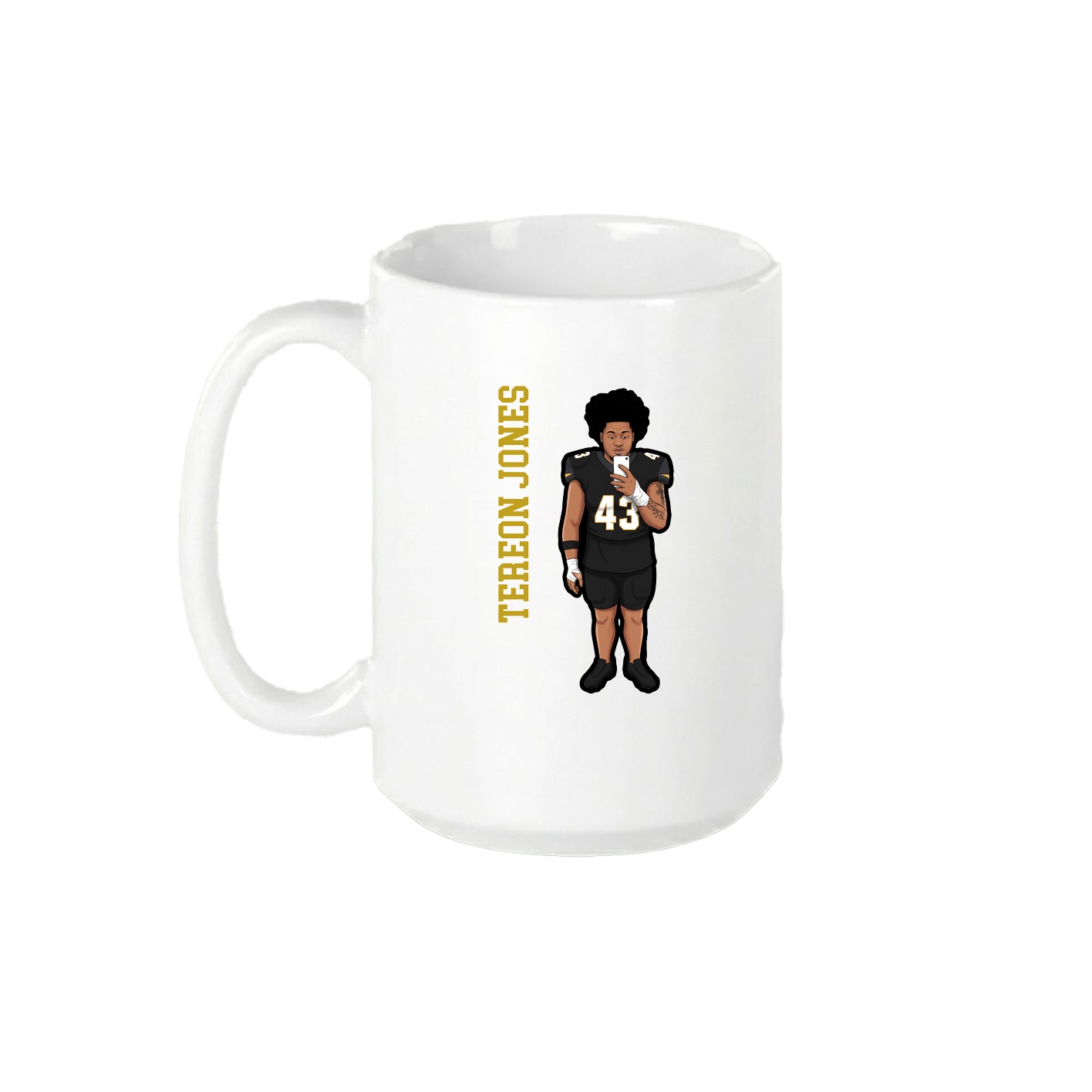 15oz Coffee Mug — Name Vertical in White