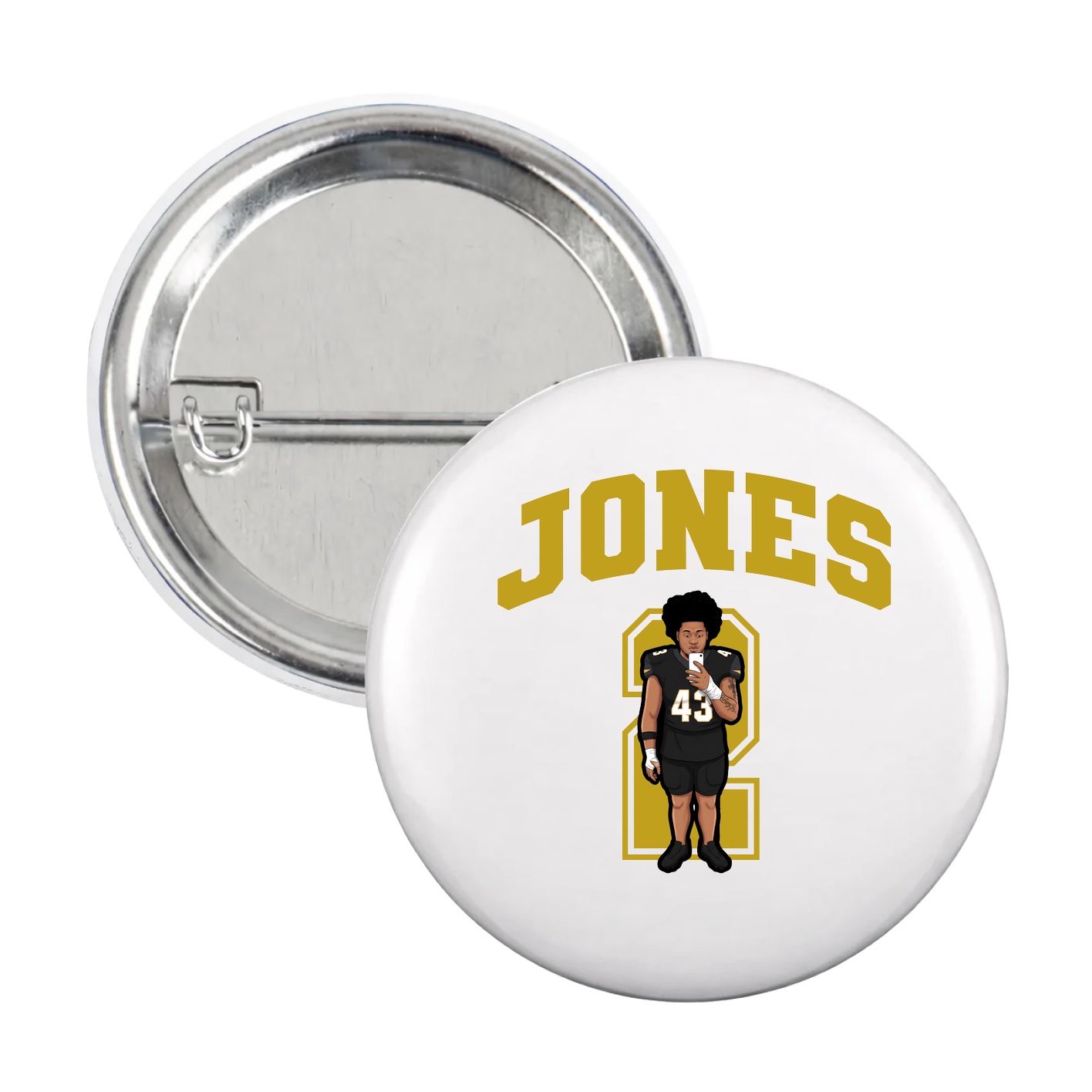 Game Day Button — Number in White