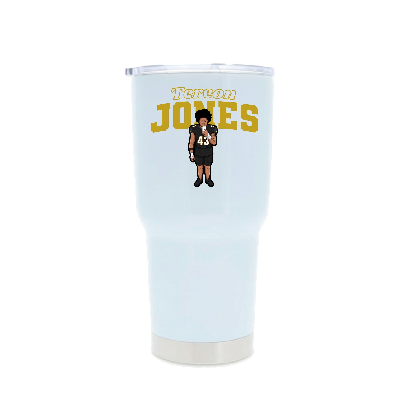 30oz Stainless Steel Tumbler — Name Arch in White