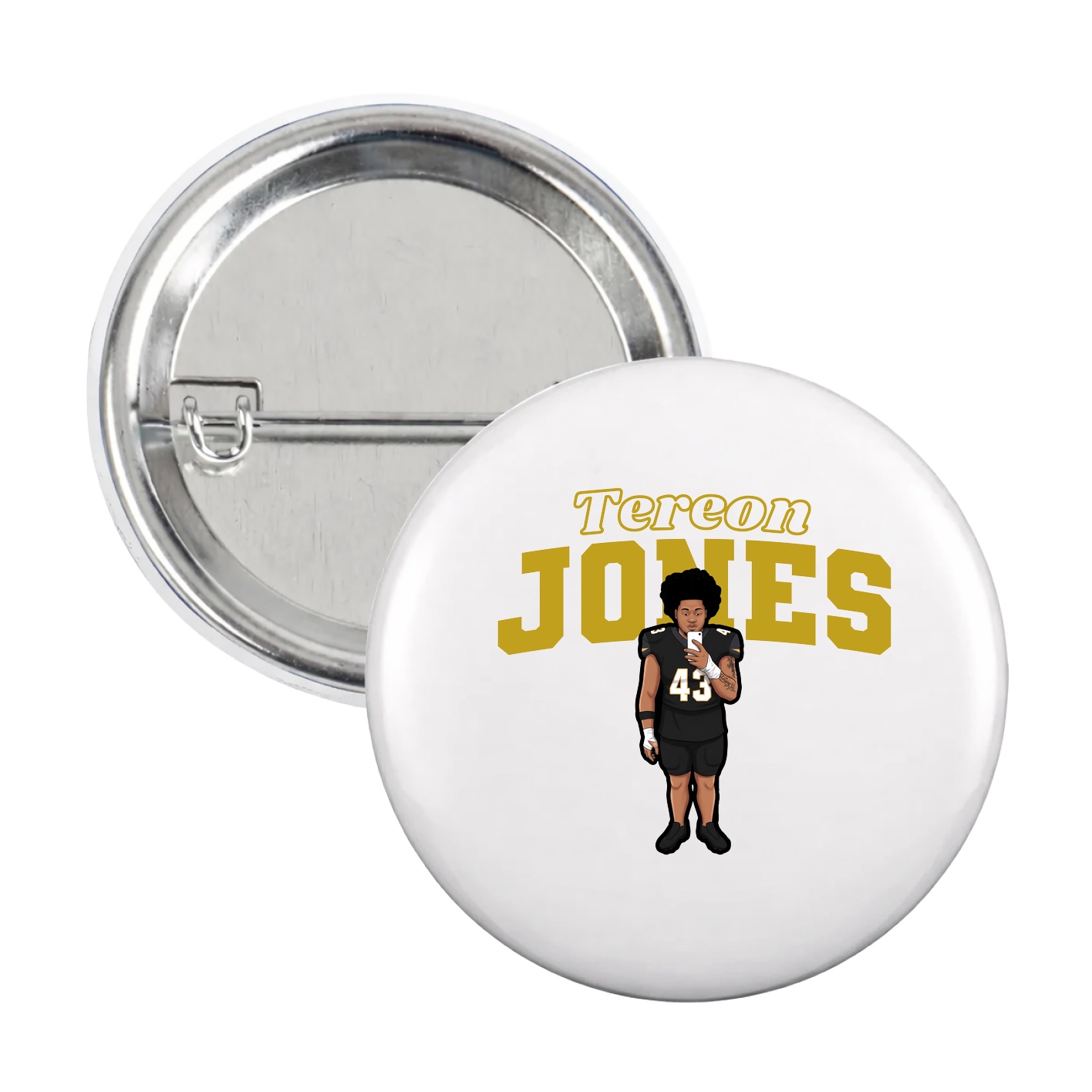 Game Day Button — Name Arch in White