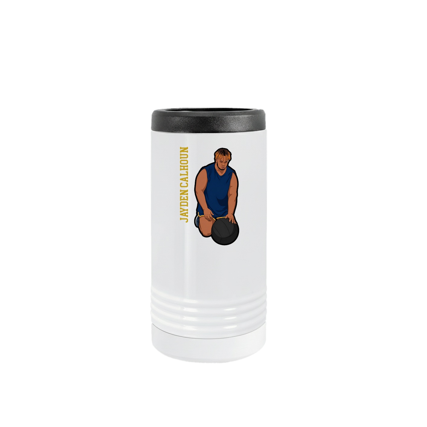 Slim Beverage Holder — Name Vertical in White