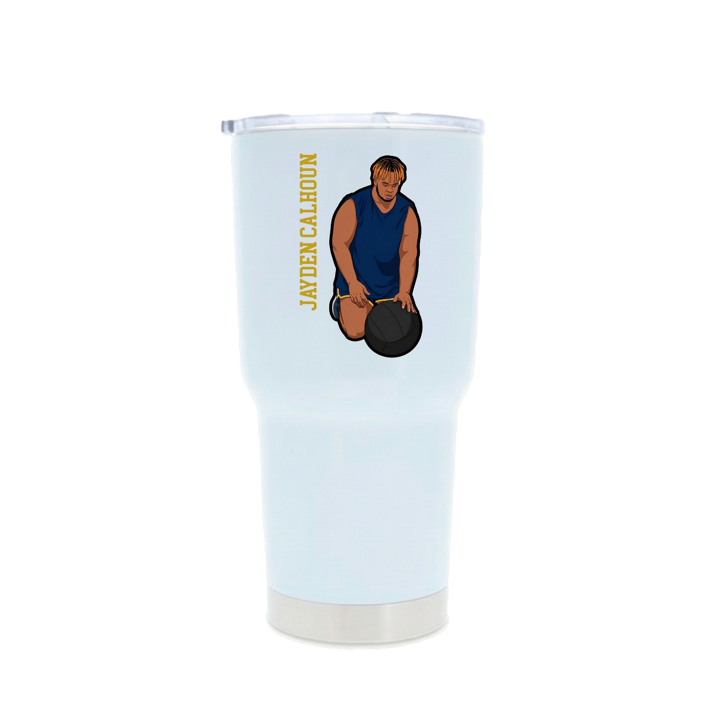 30oz Stainless Steel Tumbler — Name Vertical in White