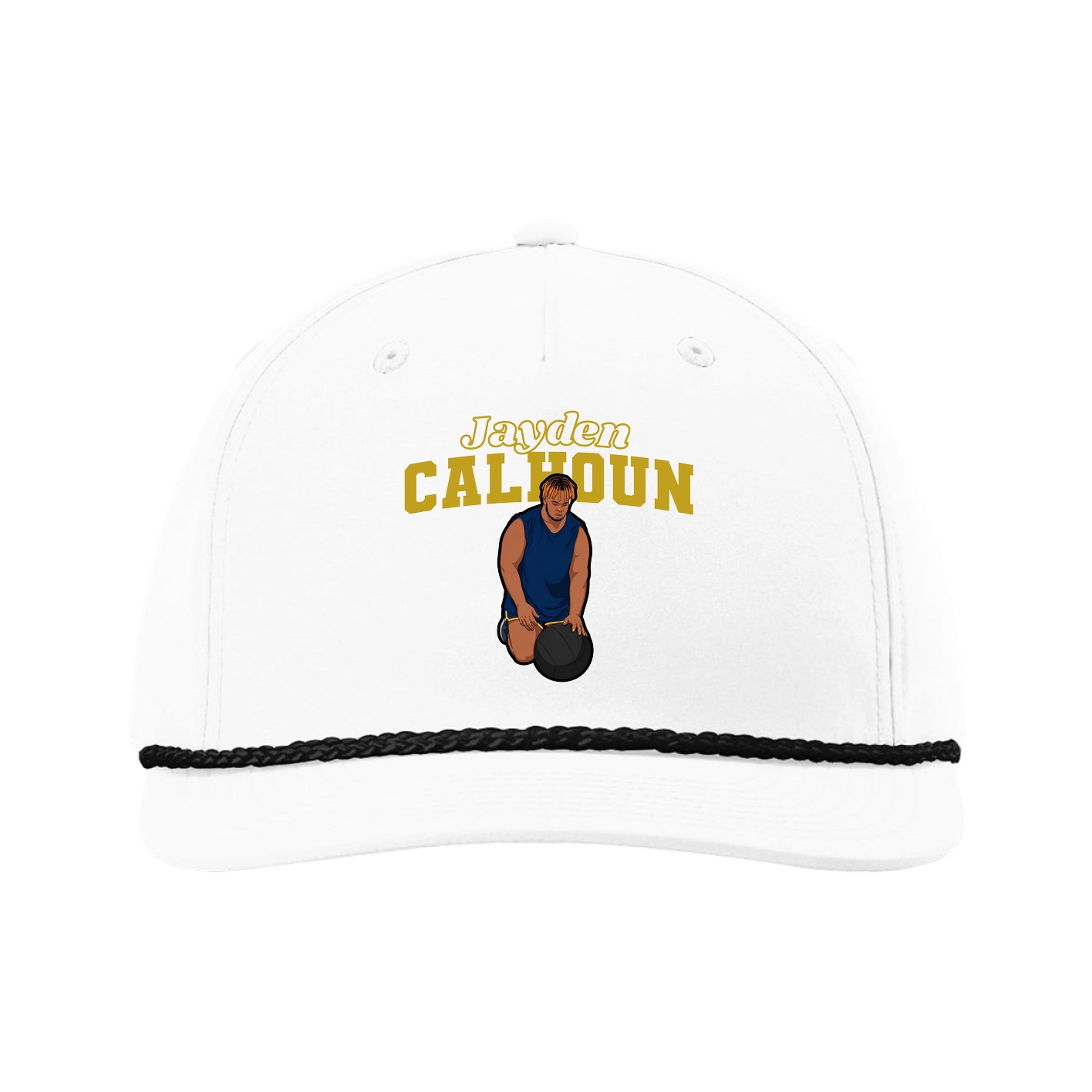 Five-Panel Classic Rope Cap — Name Arch in White