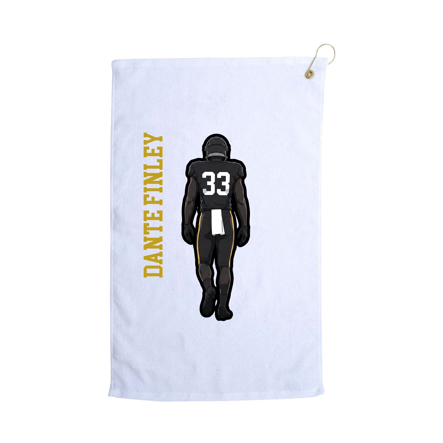 Golf Towel — Name Vertical in White