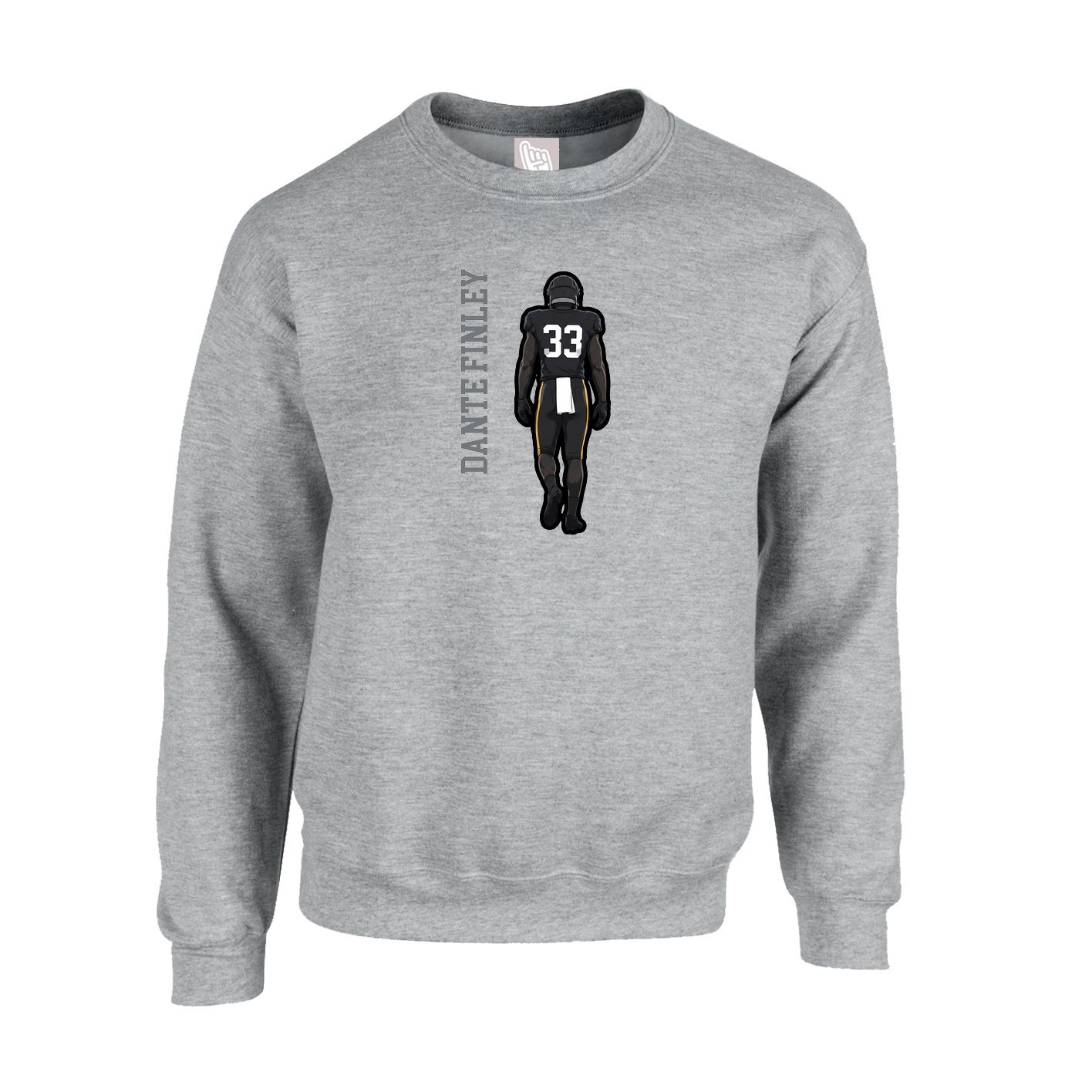 Fleece Crew — Name Vertical in Grey
